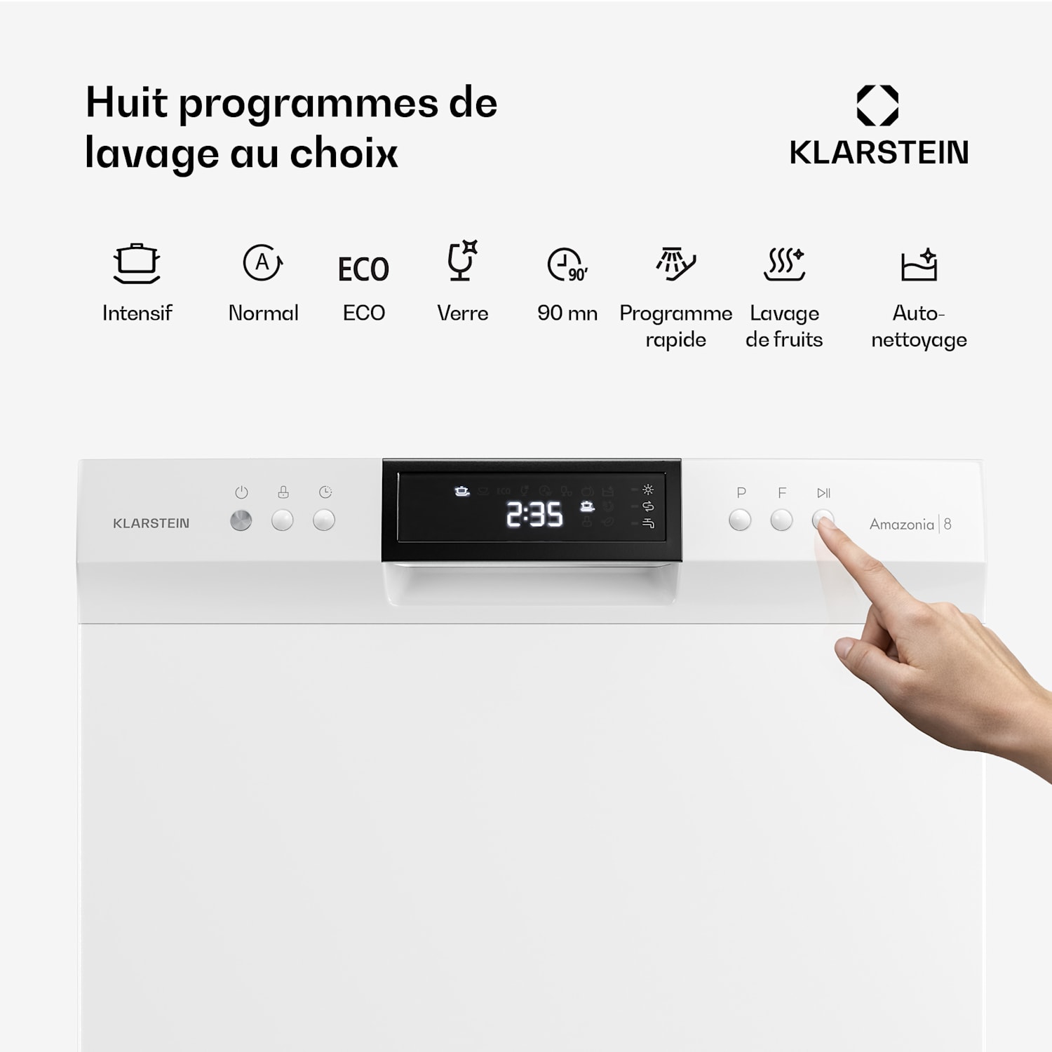 Amazonia Lave-vaisselle encastrable | 8 programmes | Technologie Aqua-Stop | 1620 W | 55 cm Blanc
