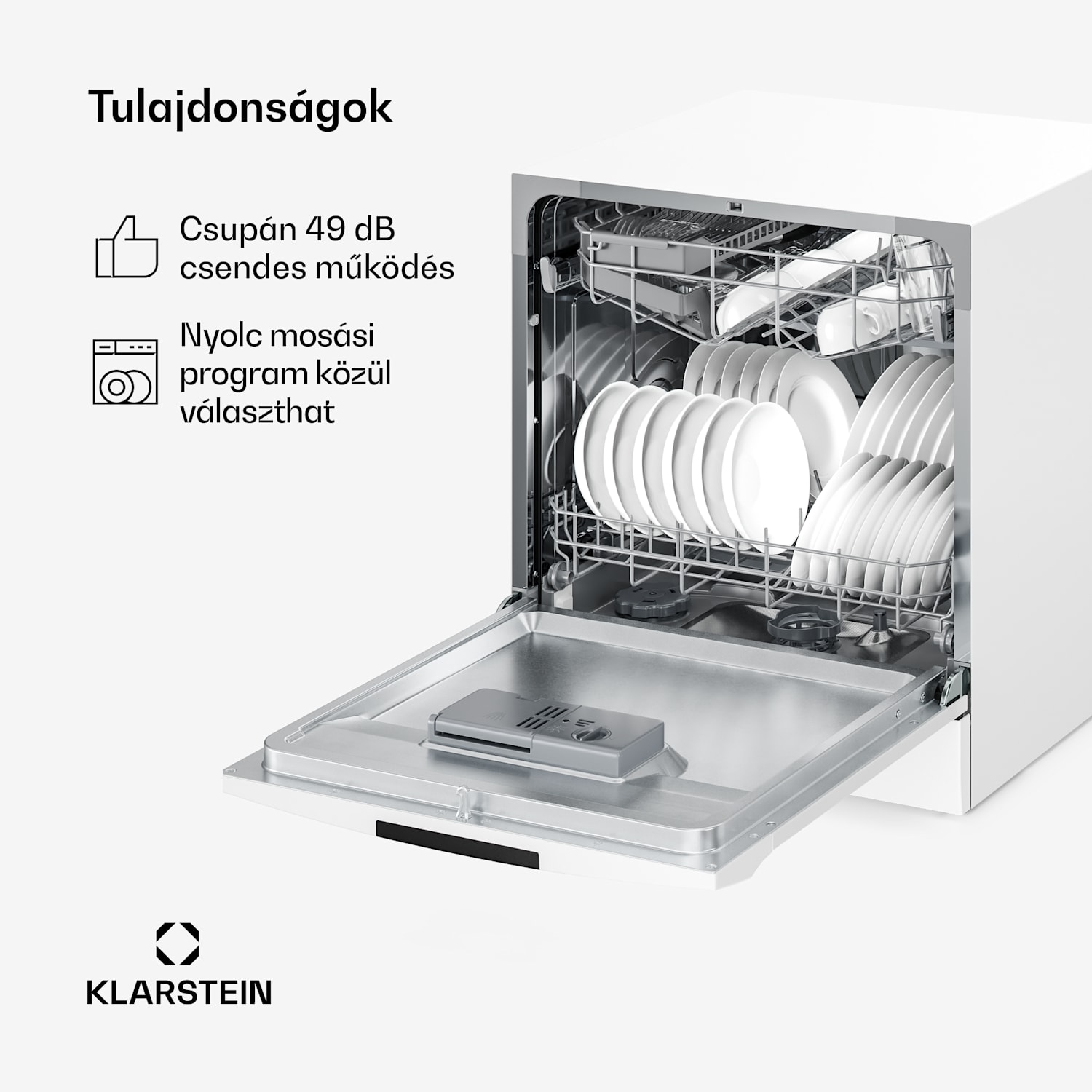Amazonia beépíthető mosogatógép | 8 program | Aqua-Stop technológia | 1620 W | 55 cm Fehér