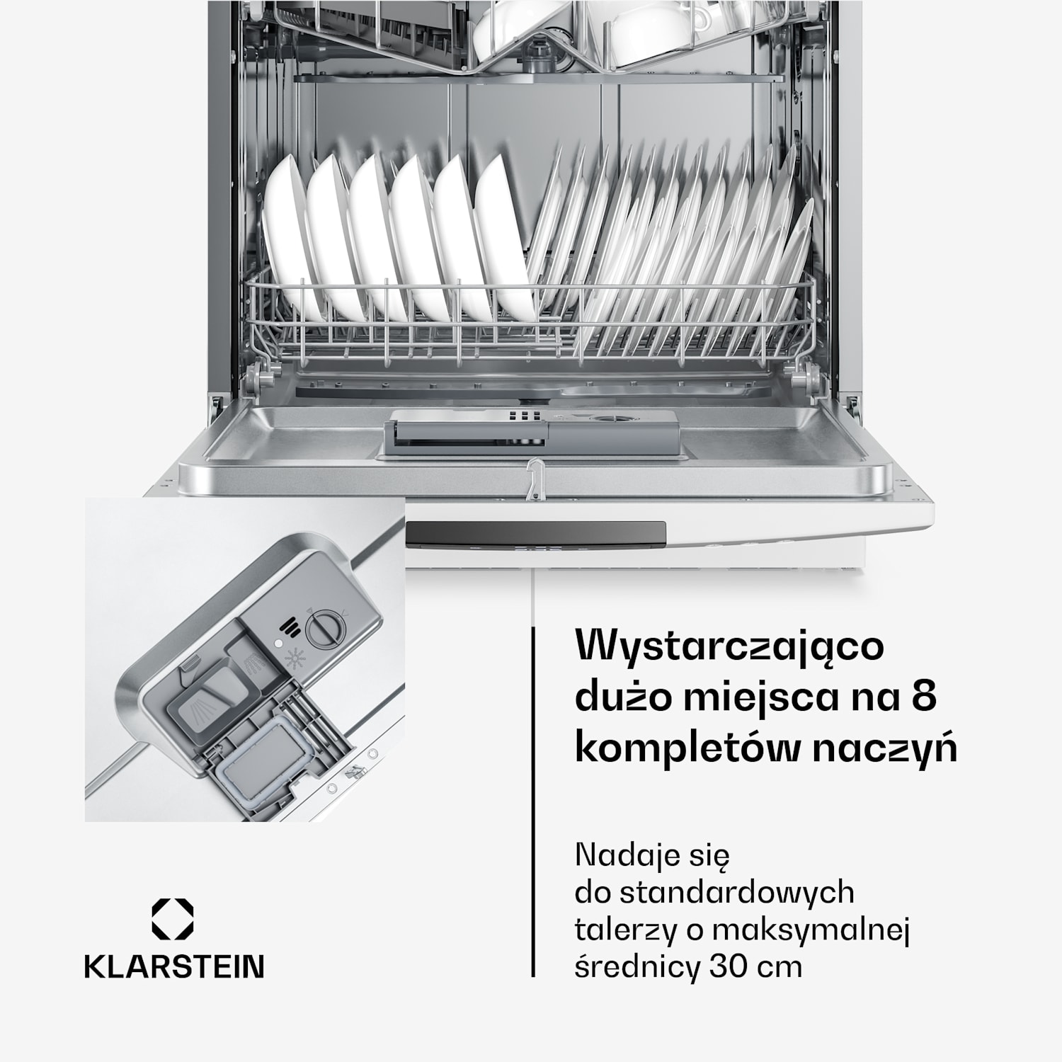Zmywarka do zabudowy Amazonia | 8 programów | Technologia Aqua-Stop | 1620 W | 55 cm Biały