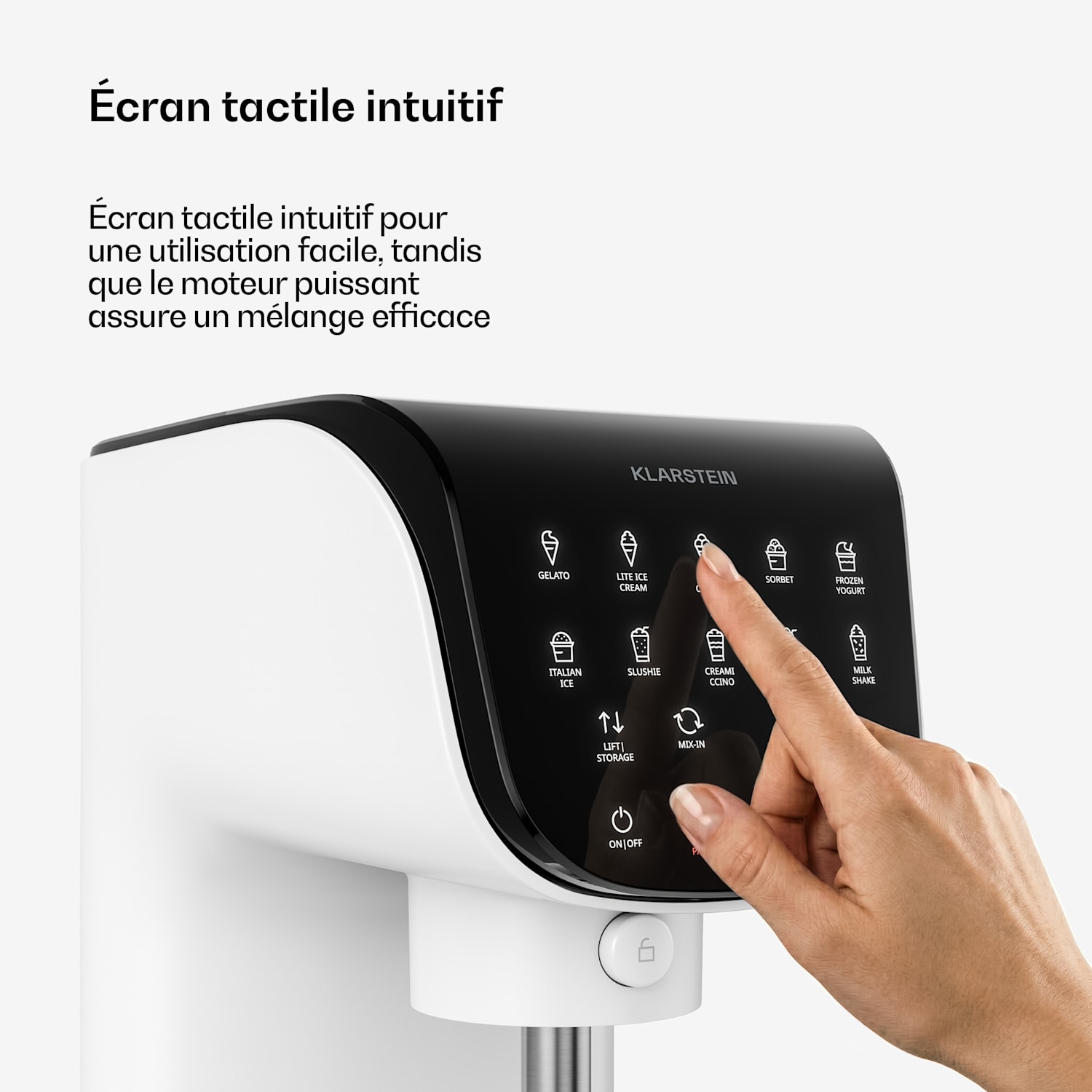 Machine à glace Velaire sans compresseur | 1,8 l | 500 W | 10 programmes | Commande tactile Blanc