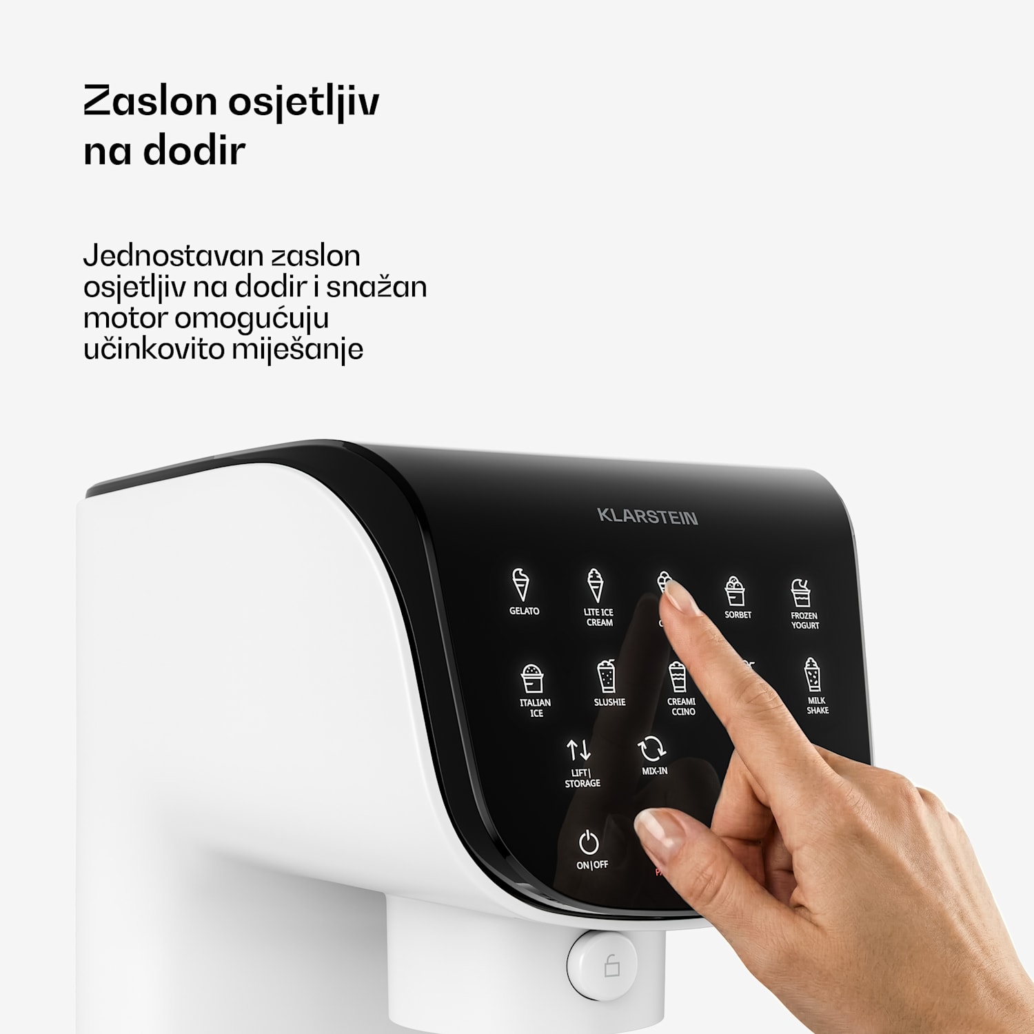 Velaire aparat za sladoled bez kompresora | 1,8 l | 500 W | 10 programa | upravljanje na dodir Bijela