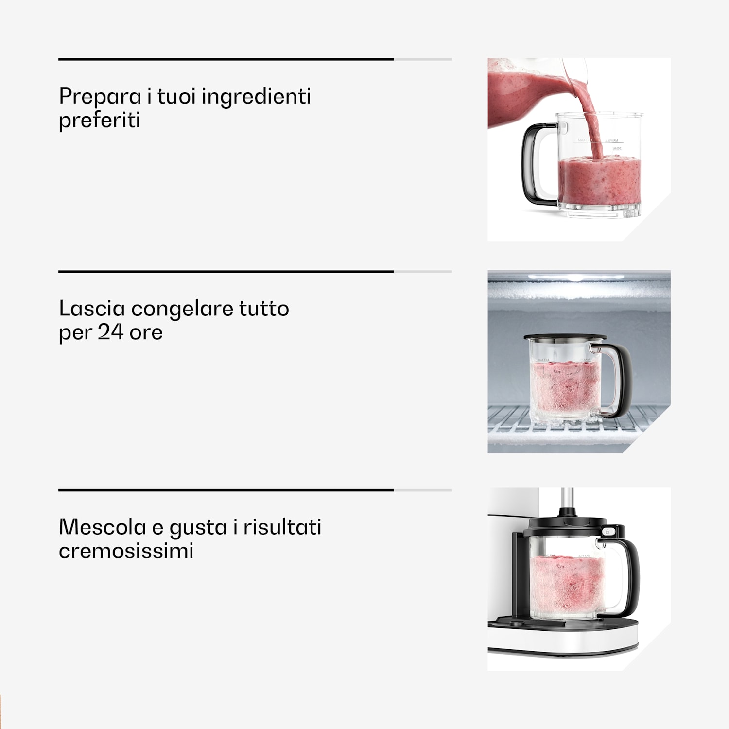 Velaire - Gelatiera senza compressore | 1,8 l | 500 W | 10 programmi | Controllo touch Bianco