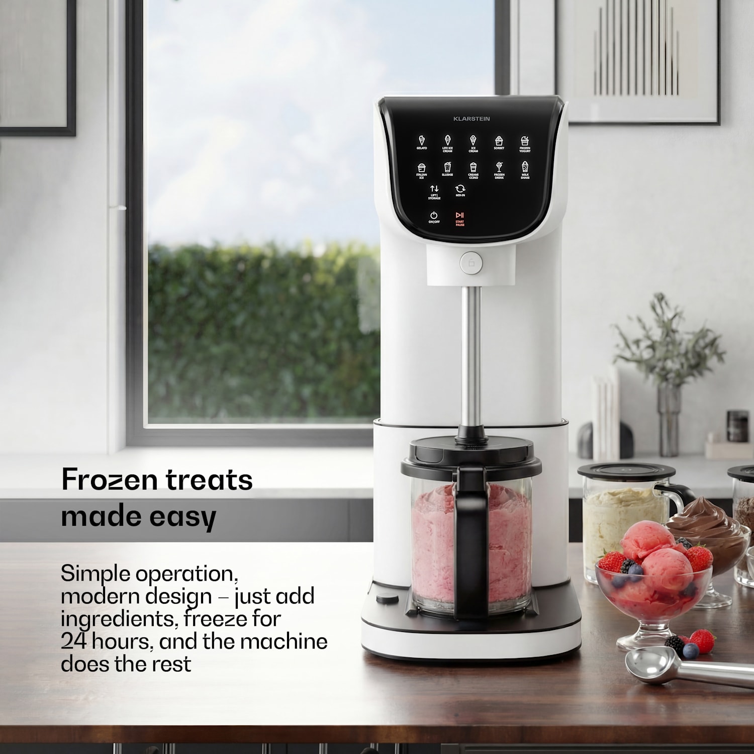 Velaire ice cream maker without compressor | 1.8 l | 500 W | 10 programmes | touch control White