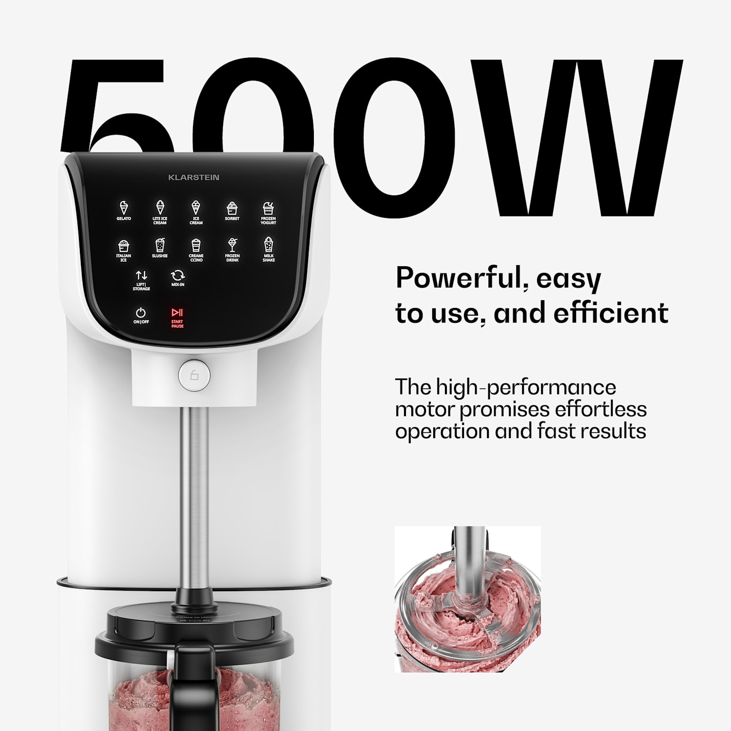 Máquina de gelados Velaire sem compressor | 1,8 l | 500 W | 10 Programas | Controlo touch Branco