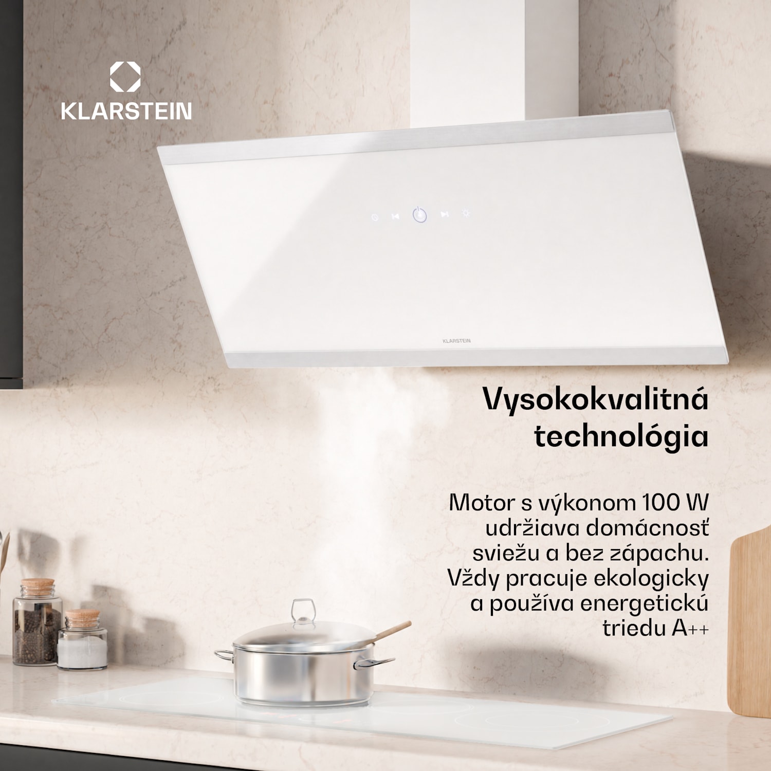 Flashline šikmý digestor | Režimy odsávania a recirkulácie | Moderný dizajn | 578 m³/h | 90 cm 