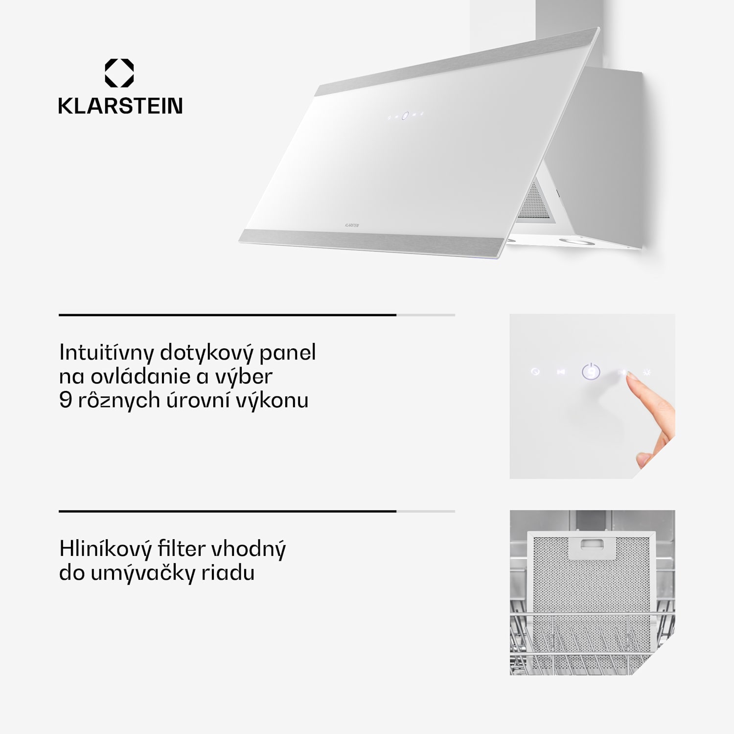 Flashline šikmý digestor | Režimy odsávania a recirkulácie | Moderný dizajn | 578 m³/h | 90 cm 