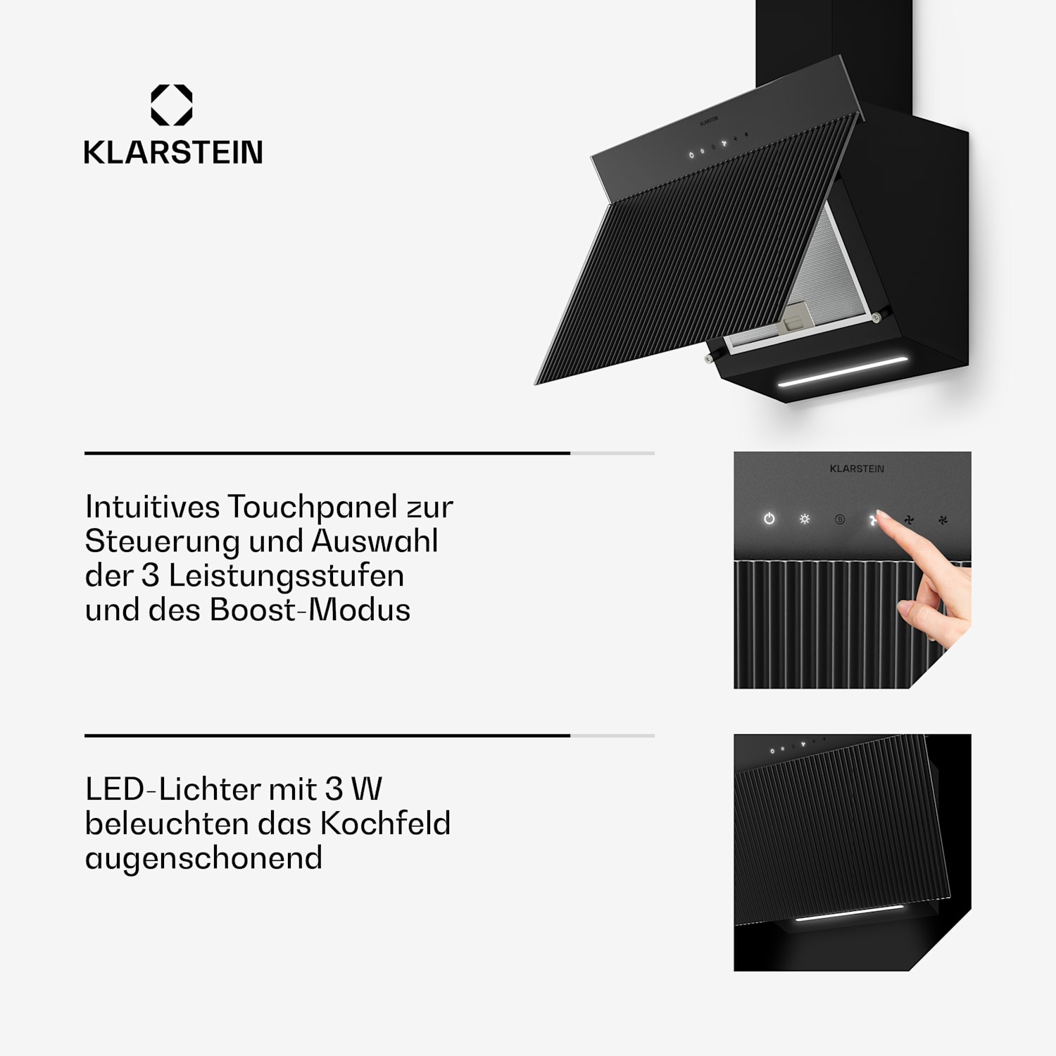 Wavyn Kopffreihaube | Abluft- und Umluftmodus | Hochwertiges Design |  661 m³/h | 60 cm 