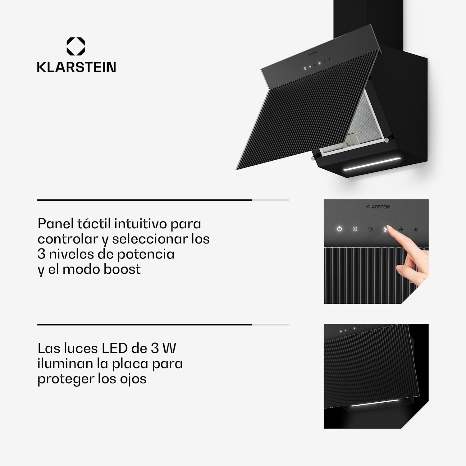 Wavyn Campana extractora inclinada | Modo de extracción y recirculación | Diseño de alta calidad | 661 m³/h | 60 cm 