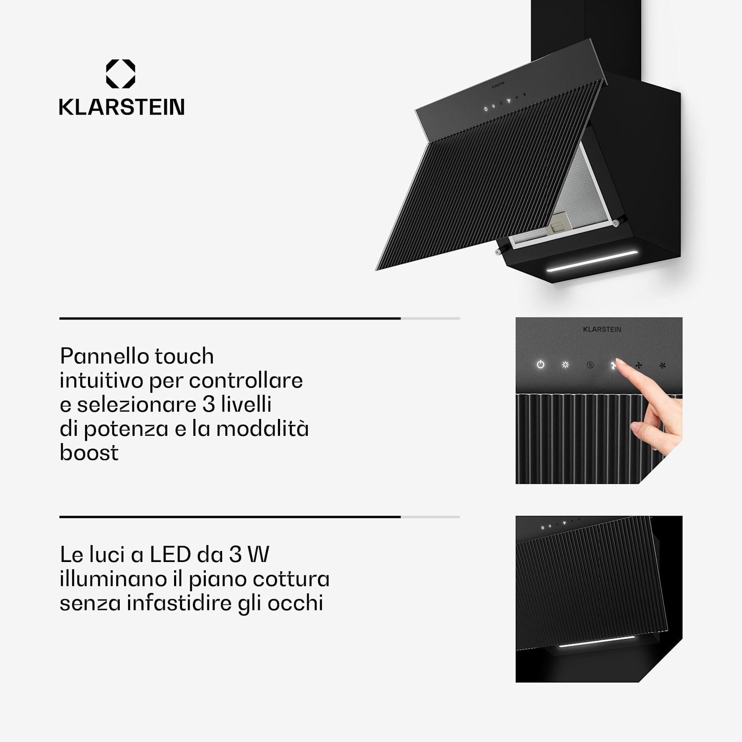 Wavyn - Cappa inclinata | Modalità di scarico e ricircolo | Design di alta qualità | 661 m³/ora | 60 cm 