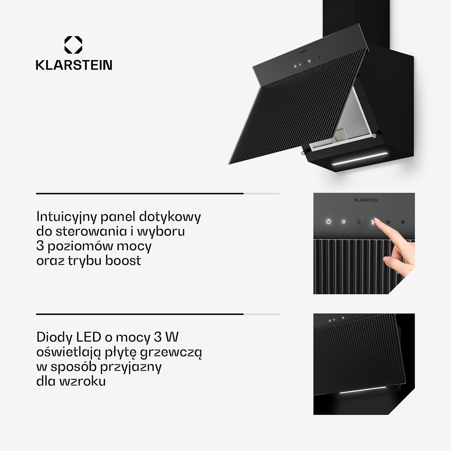 Wavyn Skośny okap kuchenny | Tryb otwarty i zamknięty | Wysokiej jakości konstrukcja | 661 m³/h | 60 cm 