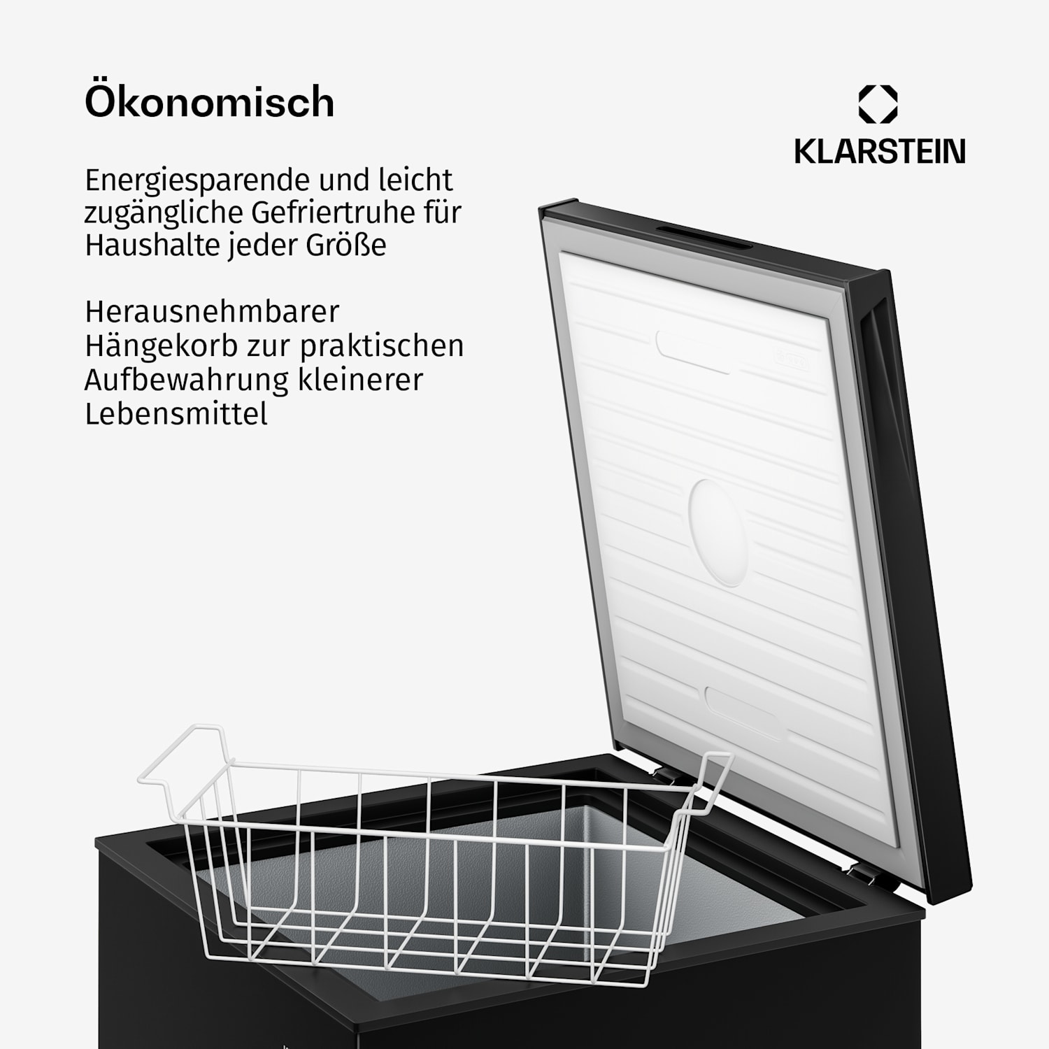 Iceblokk Gefriertruhe | 142 l | 84 cm | 0°C bis -24°C | 4 Sterne | Schwarz 142 L | Schwarz