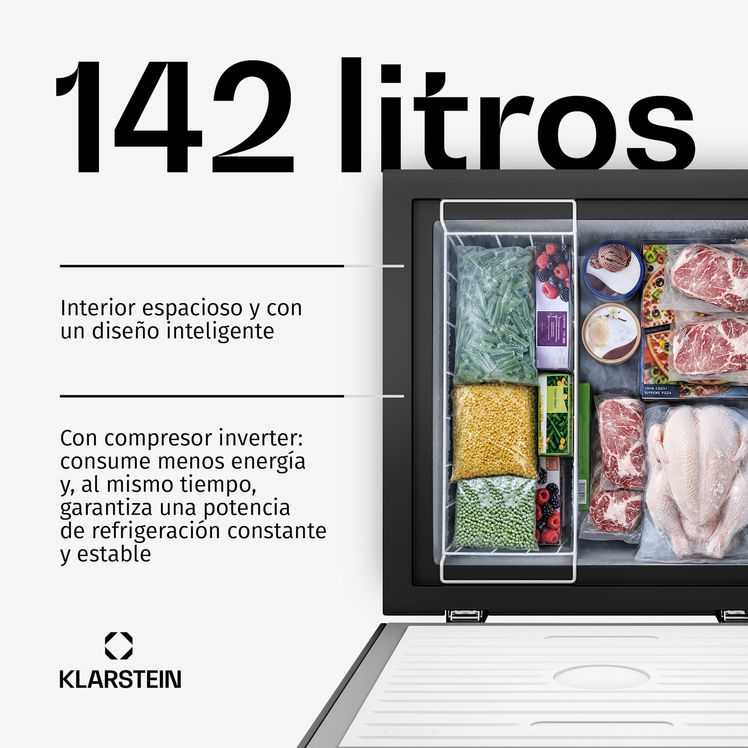 Iceblokk arcón congelador | 142 l | 84 cm | de 0 °C a -24 °C | 4 estrellas | plateado 
