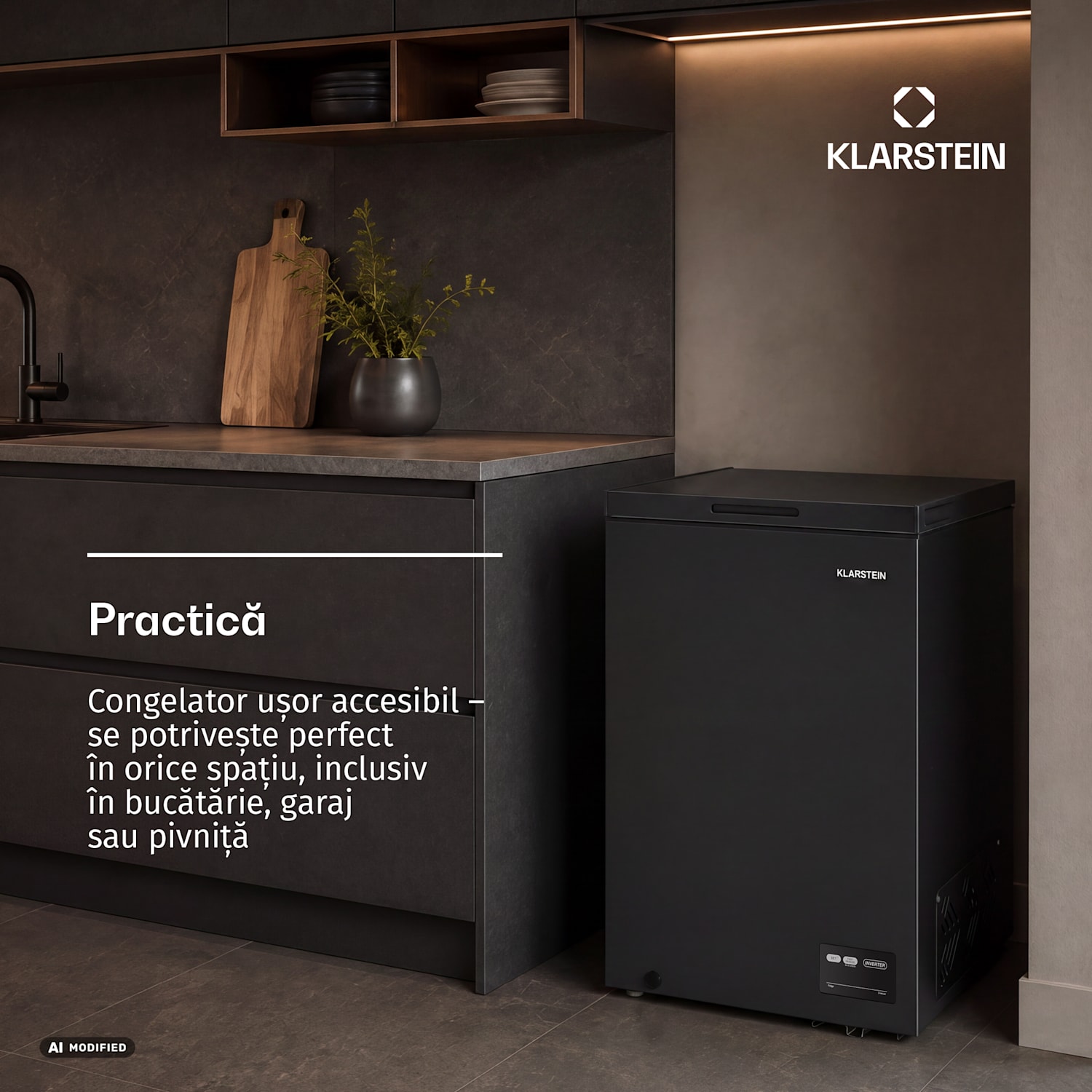 Congelator orizontal Iceblokk | 142 l | 84 cm | 0 °C până la -24 °C | 4 stele | Negru 142 L | Negru