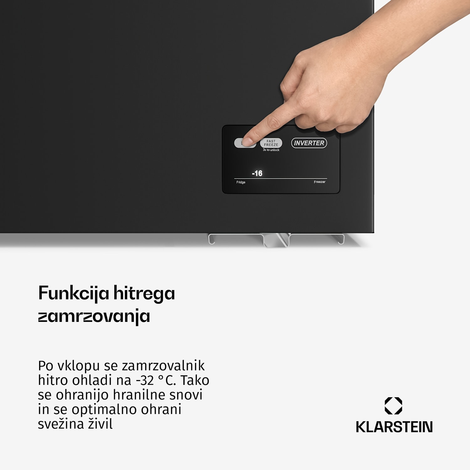 Zamrzovalna skrinja Iceblokk | 142 l | 84 cm | 0 °C do -24 °C | 4 zvezdice | Črna 142 L | Črna