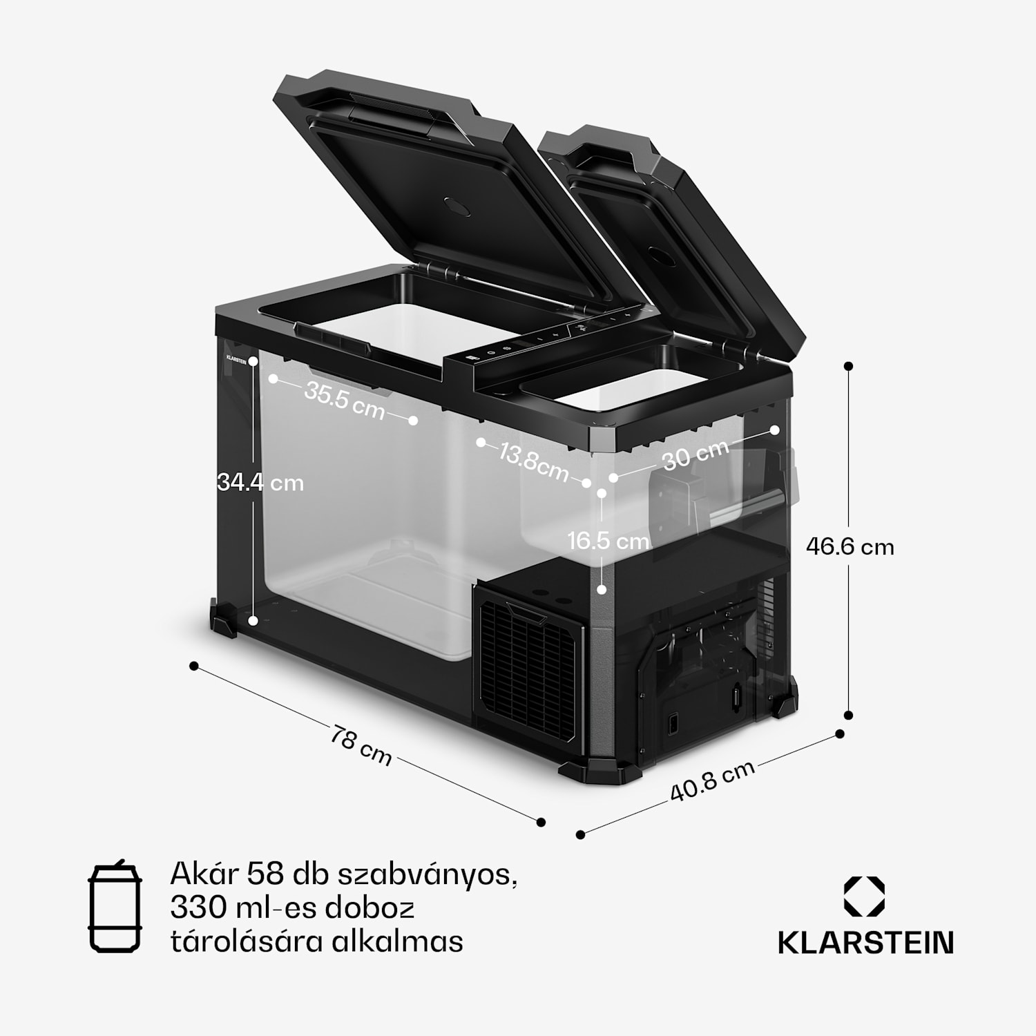 Chladnička Arctiq Duo | S kompresorem | 43 litrů | 58 plechovek | -18 až 20 °C | Černá | 78 cm 