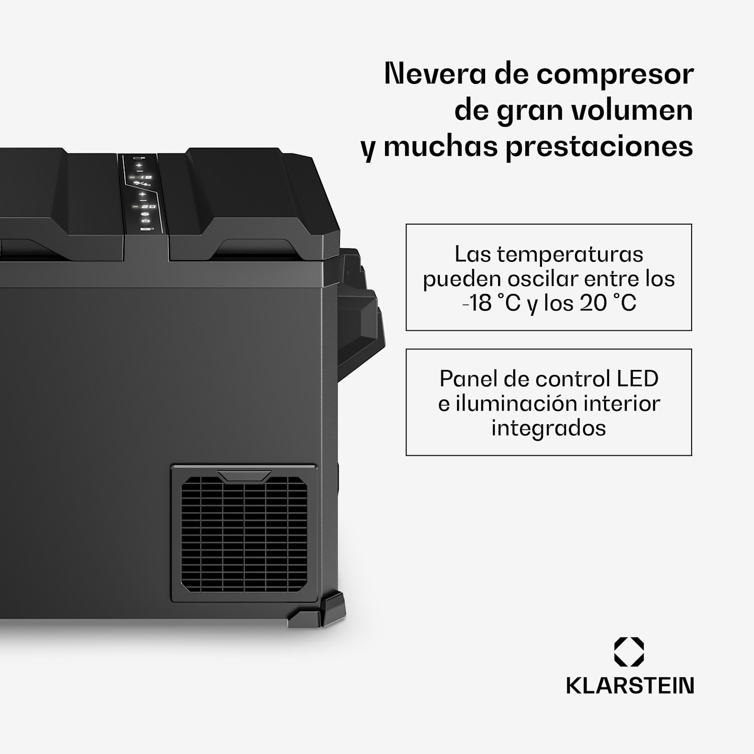 Arctiq Duo Nevera portátil | Con compresor | 43 litros | 58 latas | de -18 a 20 °C | Negro | 78 cm 
