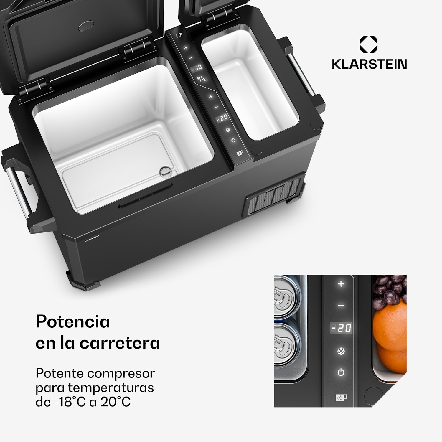 Arctiq Duo Nevera portátil | Con compresor | 43 litros | 58 latas | de -18 a 20 °C | Negro | 78 cm 
