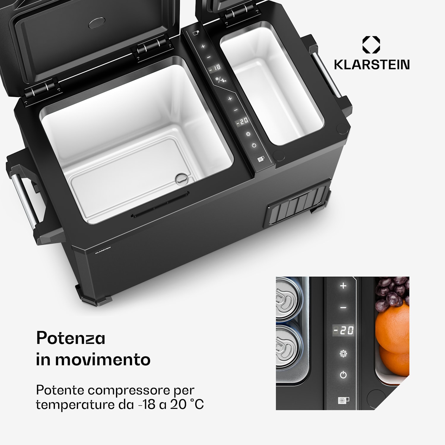 Arctiq Duo - Frigo portatile | Con compressore | 43 litri | 58 lattine | Da -18 a 20 °C | Nero | 78 cm 