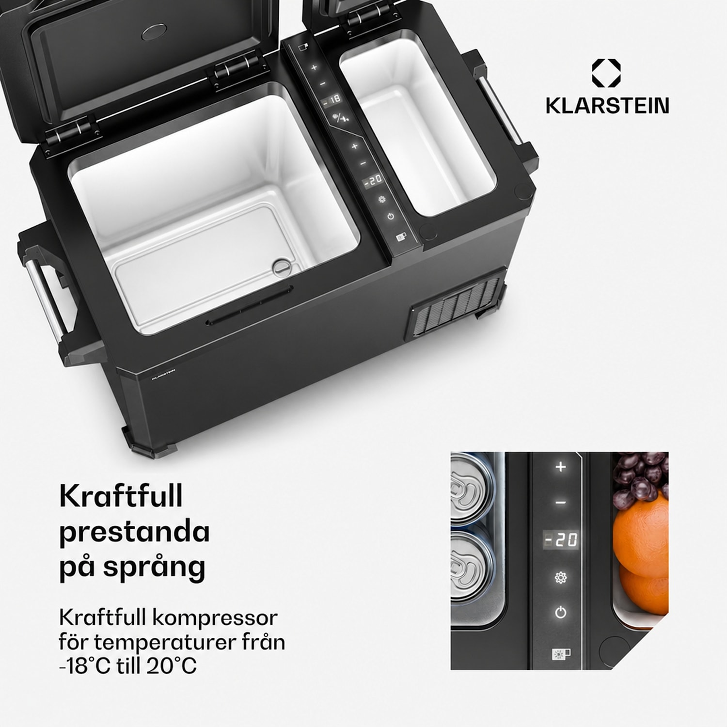 Arctiq Duo kylbox | Med kompressor | 43 liter | 58 burkar | -18 - 20°C | Svart | 78 cm 