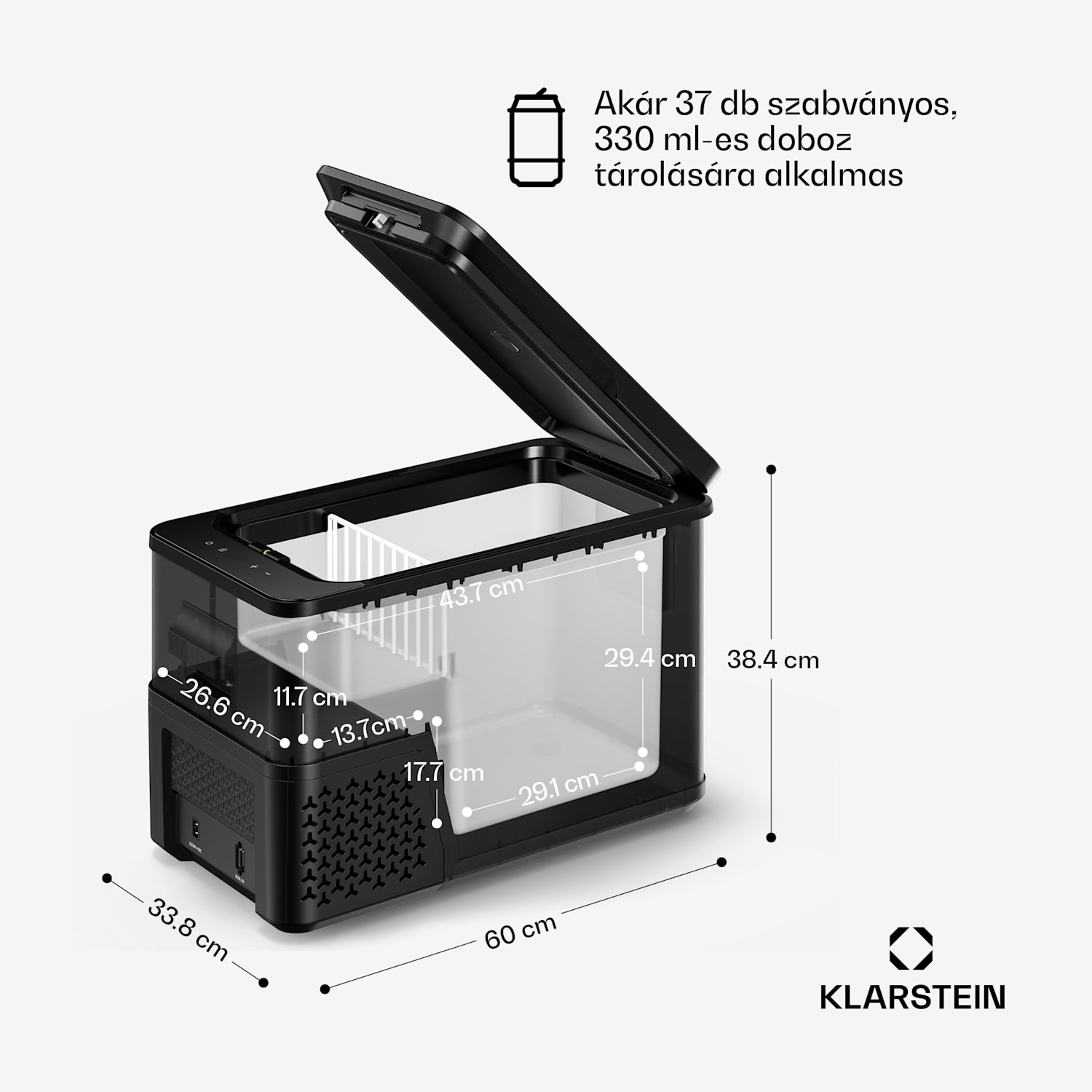 Chladnička Arctiq | S kompresorem | 27 litrů | 36 plechovek | -20 až 20 °C | Černá | 60 cm 