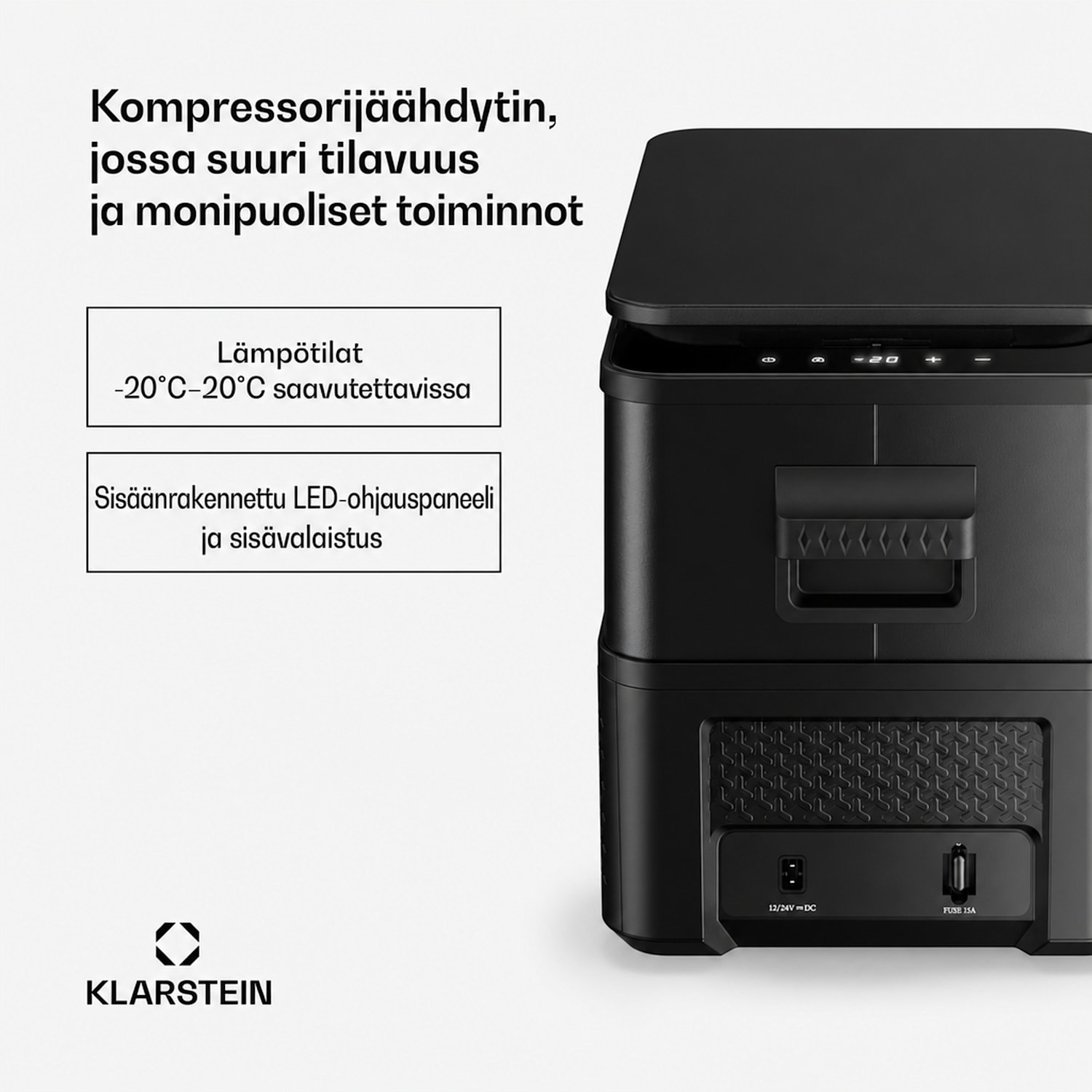 Arctiq kylmälaukku | Kompressorilla | 27 litraa | 36 tölkkiä | -20 - 20°C | Musta | 60 cm 