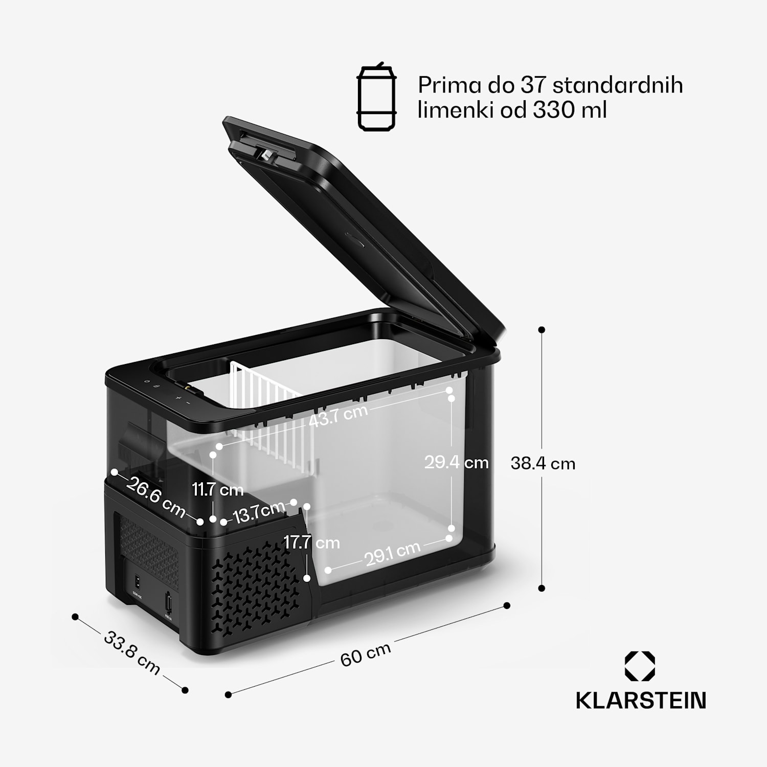 Arctiq rashladna kutija | S kompresorom | 27 litara | 36 limenki | -20 do 20 °C | Crna | 60 cm 