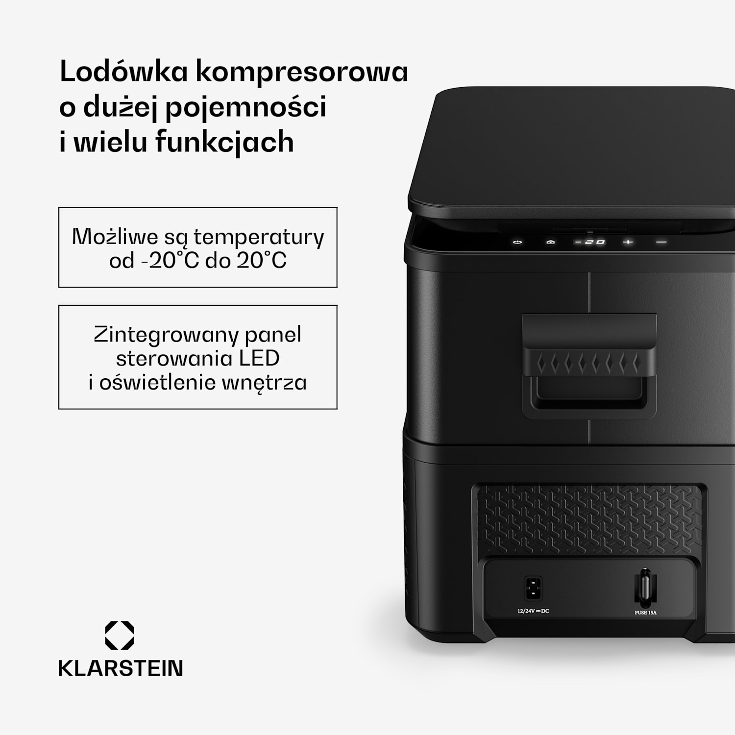 Lodówka turystyczna Arctiq | Z kompresorem | 27 litrów | 36 puszek | od -20 do 20°C | Czarna | 60 cm 