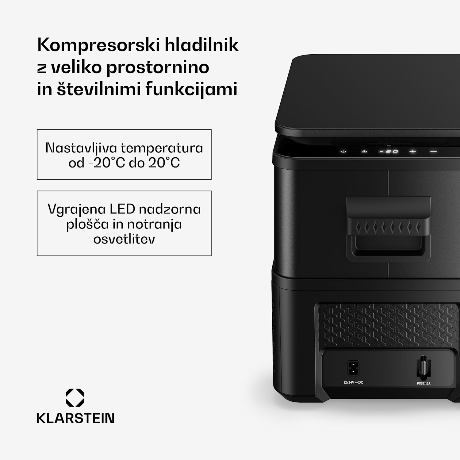 Arctiq hladilna skrinja | S kompresorjem | 27 litrov | 36 pločevink | -20 do 20 °C | Črna | 60 cm 