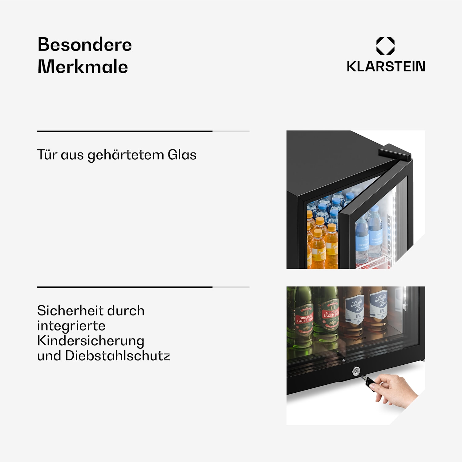 GrandCooler - Frigorifero per bevande a uso commerciale | 106 x 46 cm | Illuminazione interna a LED | Nero 