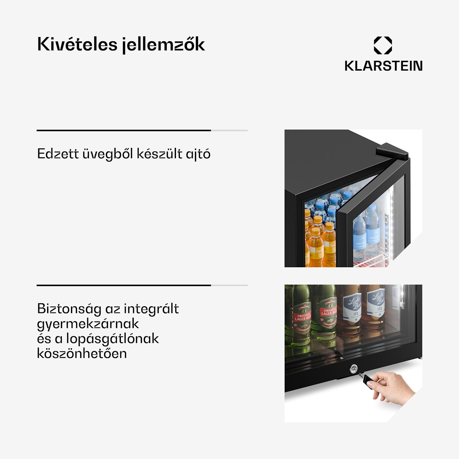 GrandCooler gasztro italhűtő | 106 x 46 cm | LED belső világítás | Fekete 