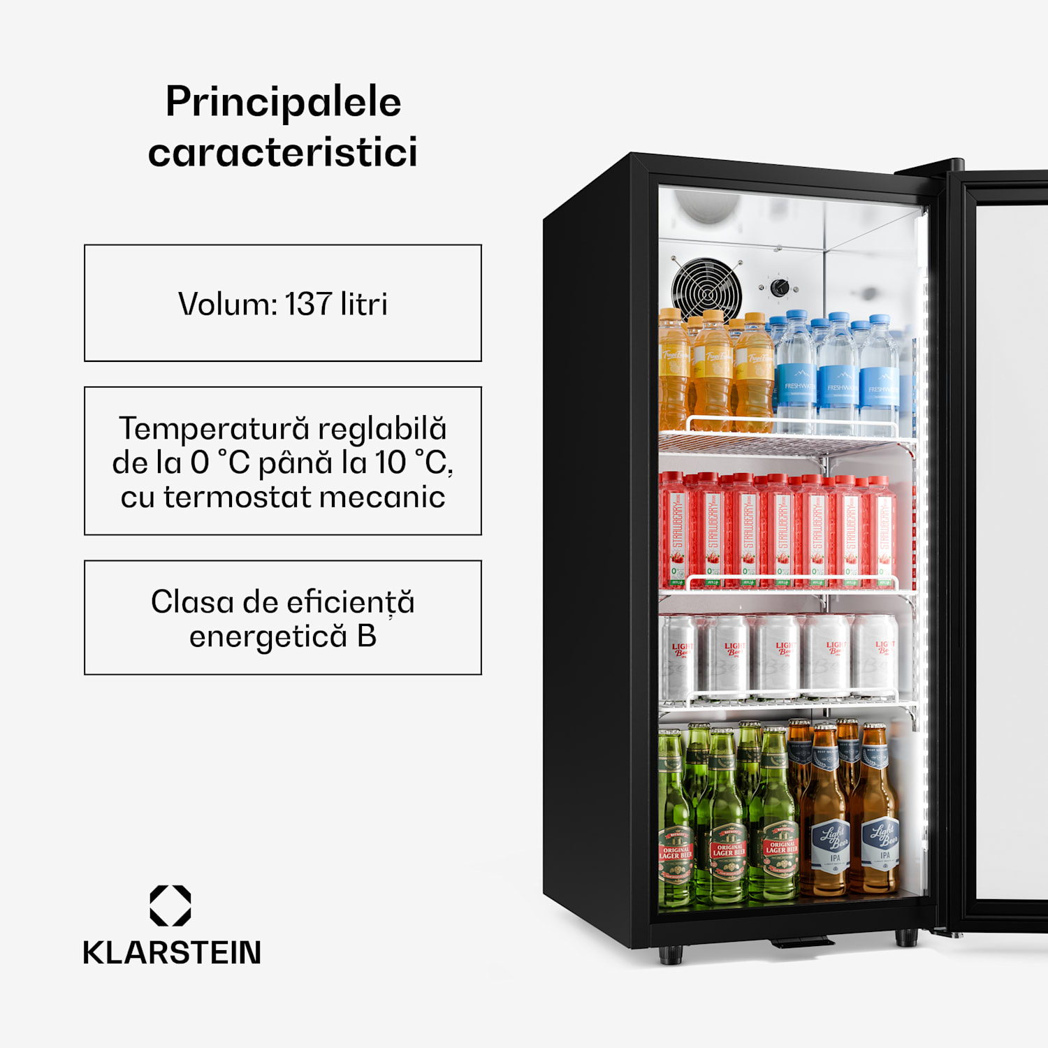 Frigider profesional pentru băuturi GrandCooler | 106 x 46 cm | iluminare LED interioară | negru. 