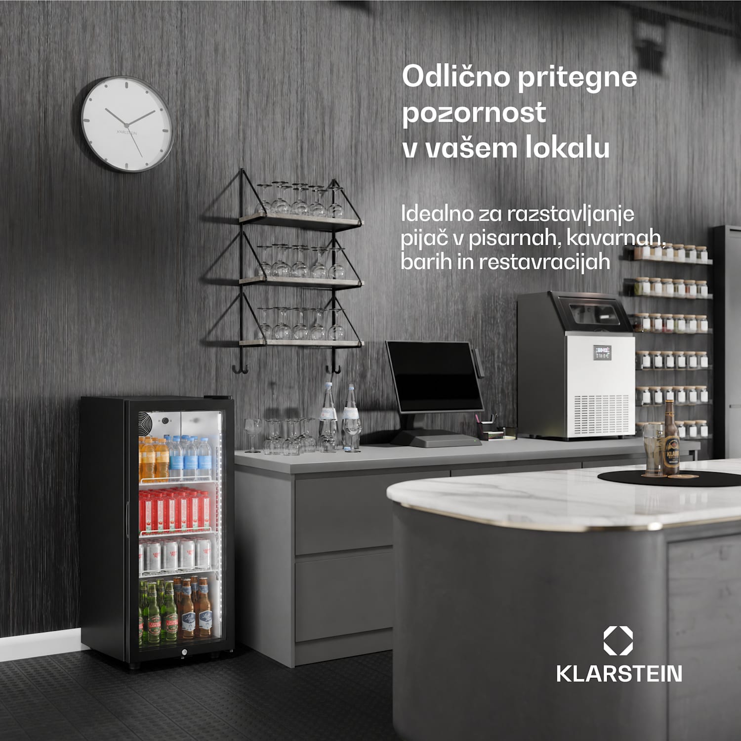GrandCooler Profresionalni hladilnik za pijačo | 106 x 46 cm | LED Notranja osvetlitev | Črna 