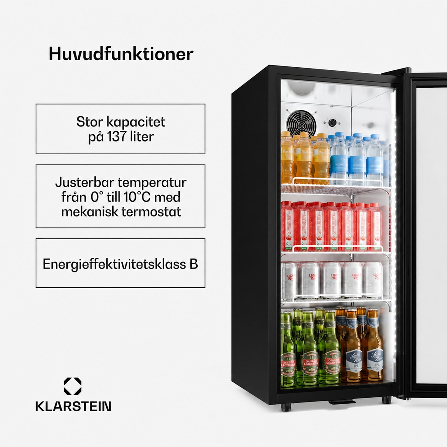 GrandCooler Gastro dryckeskyl 106 x 46 cm LED-inredning svart 137 L | Svart