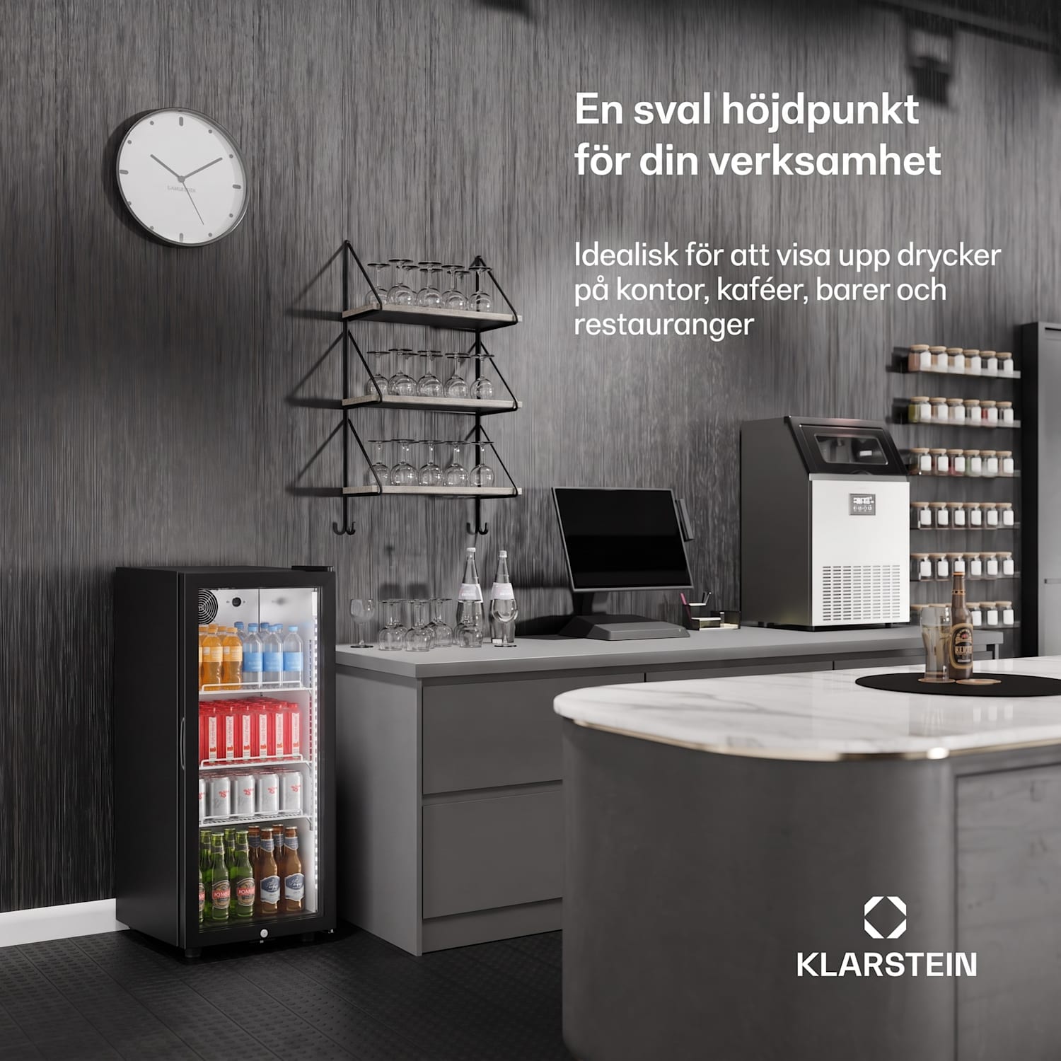 GrandCooler Gastro dryckeskyl 106 x 46 cm LED-inredning svart 137 L | Svart