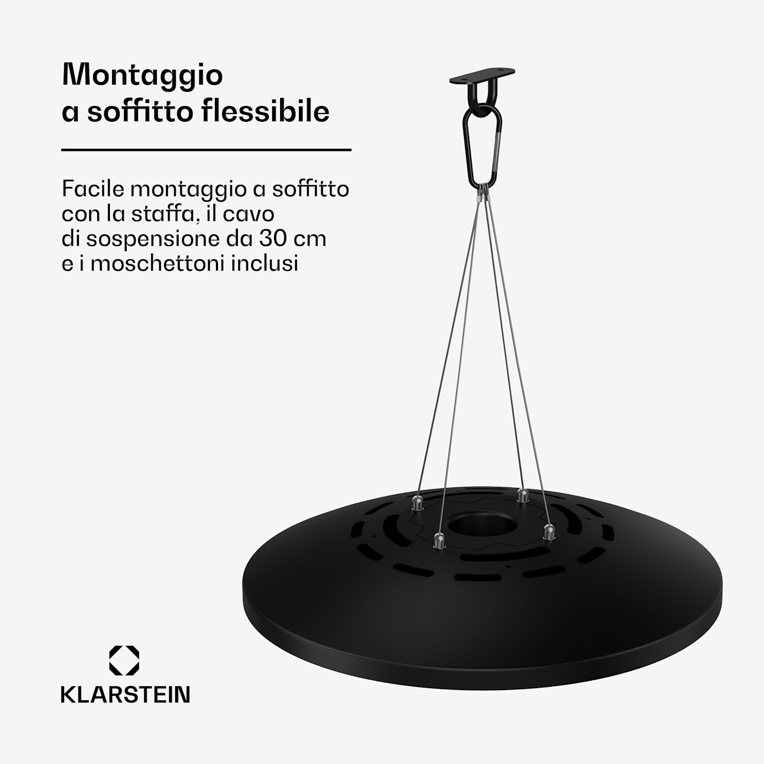 LumiHeat - Stufa a infrarossi da soffitto | 2000 W | 15 m² | Luce LED | 42 cm x 42 cm 