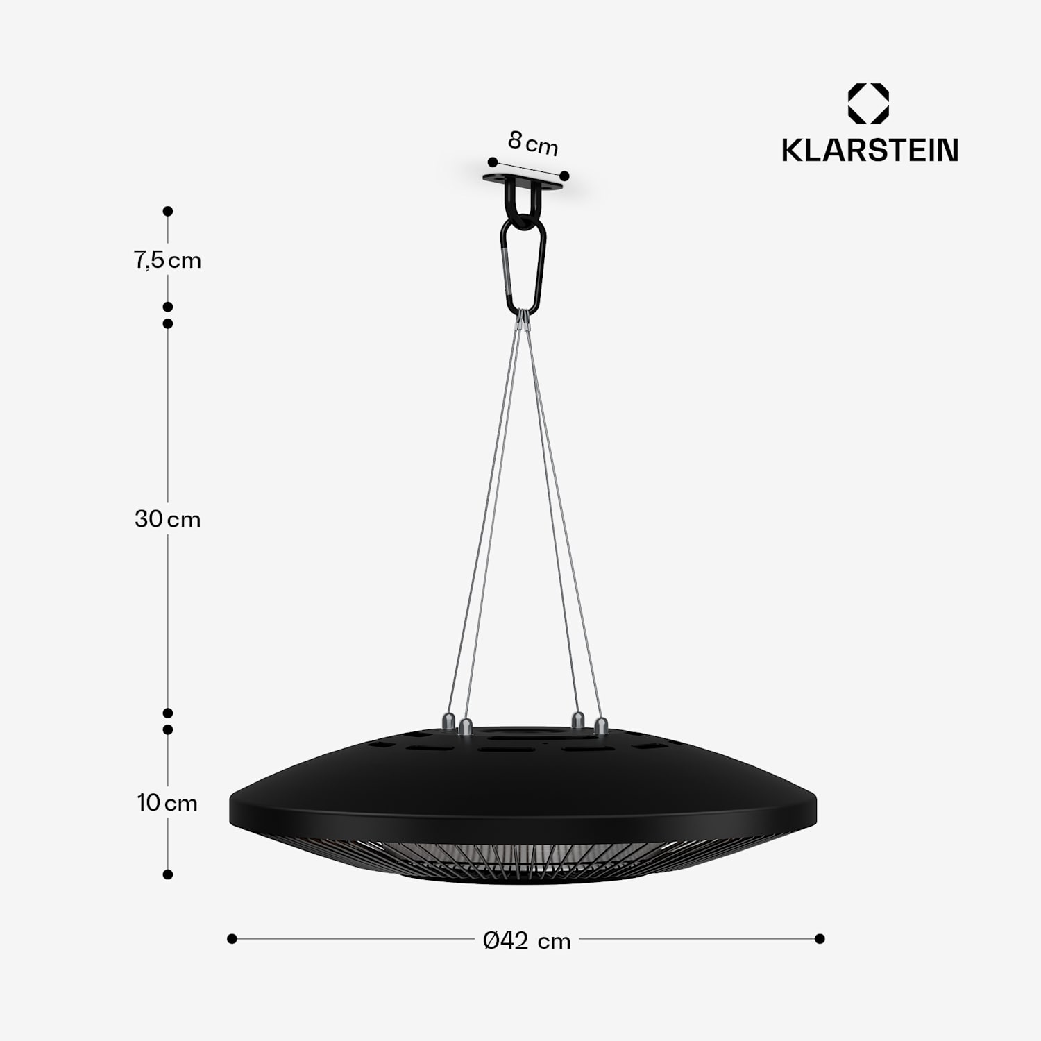 Infrardeči stropni grelnik LumiHeat | 2000 W | 15 m² | LED luč | 42 cm x 42 cm 