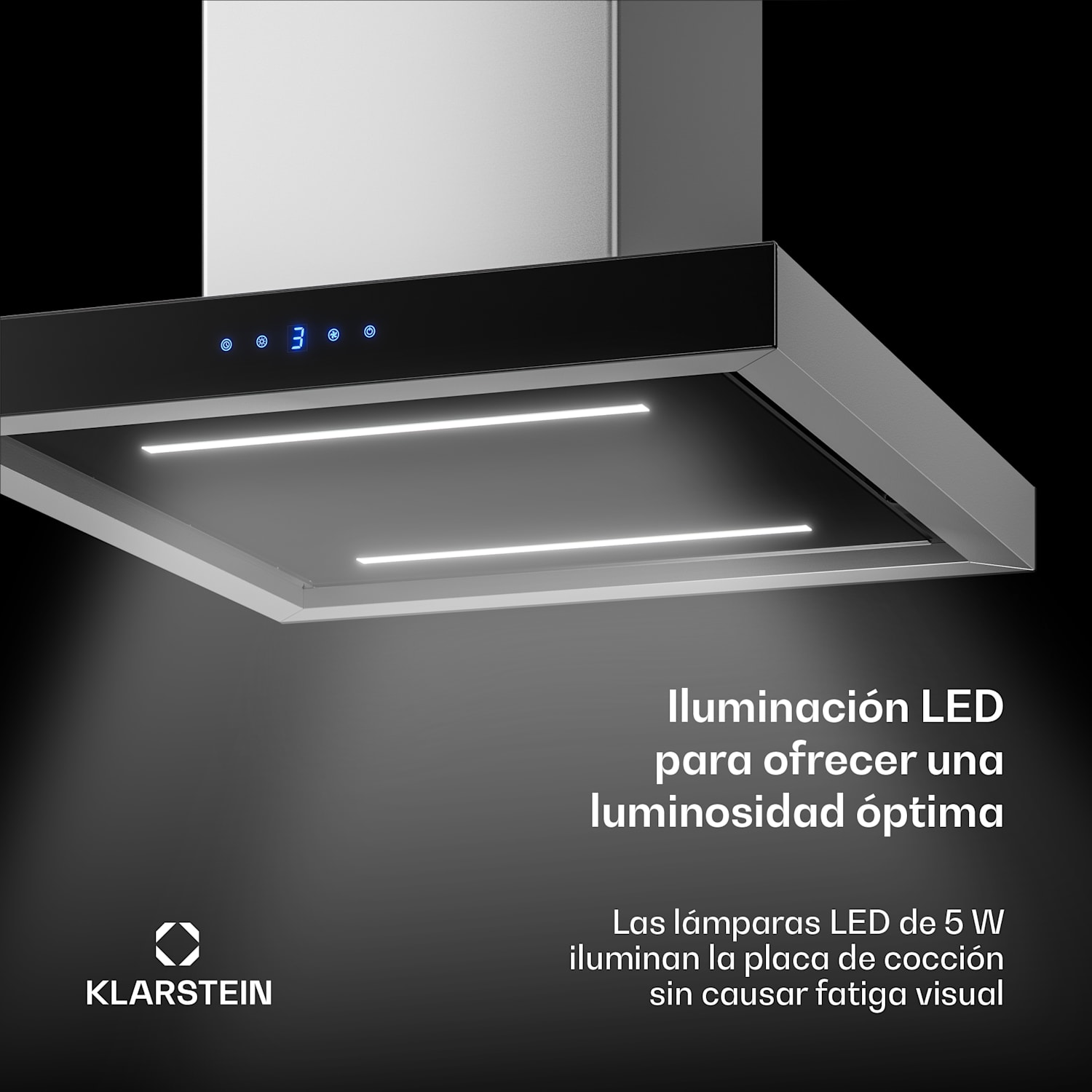 Valeria Campana extractora para isla de cocina | Modos de extracción y recirculación | Elegante diseño en acero inoxidable | 600 m³/h | 60 cm 
