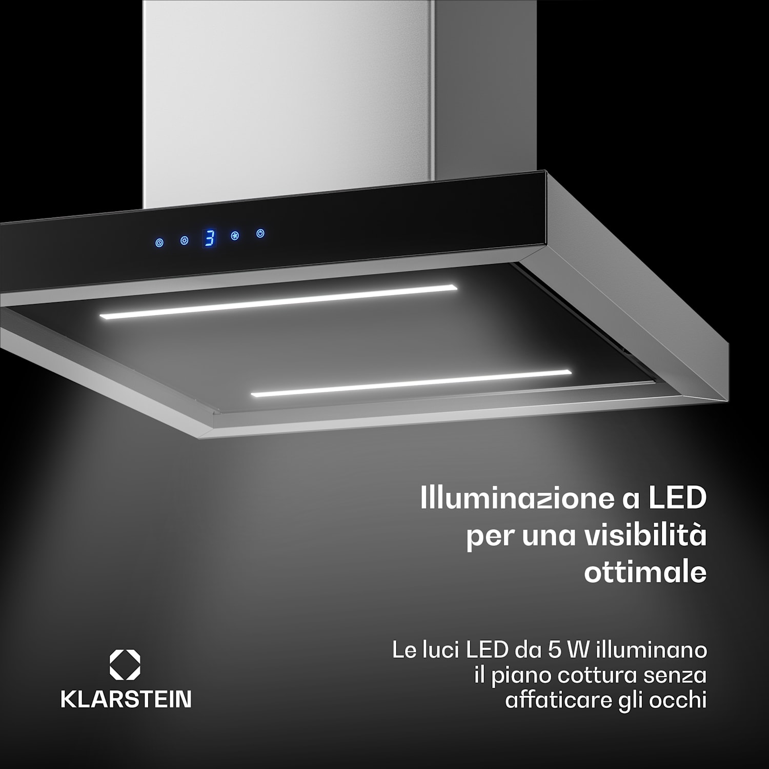 Valeria - Cappa a isola | Modalità di scarico e ricircolo | Elegante design in acciaio inox | 600 m³/ora | 60 cm 