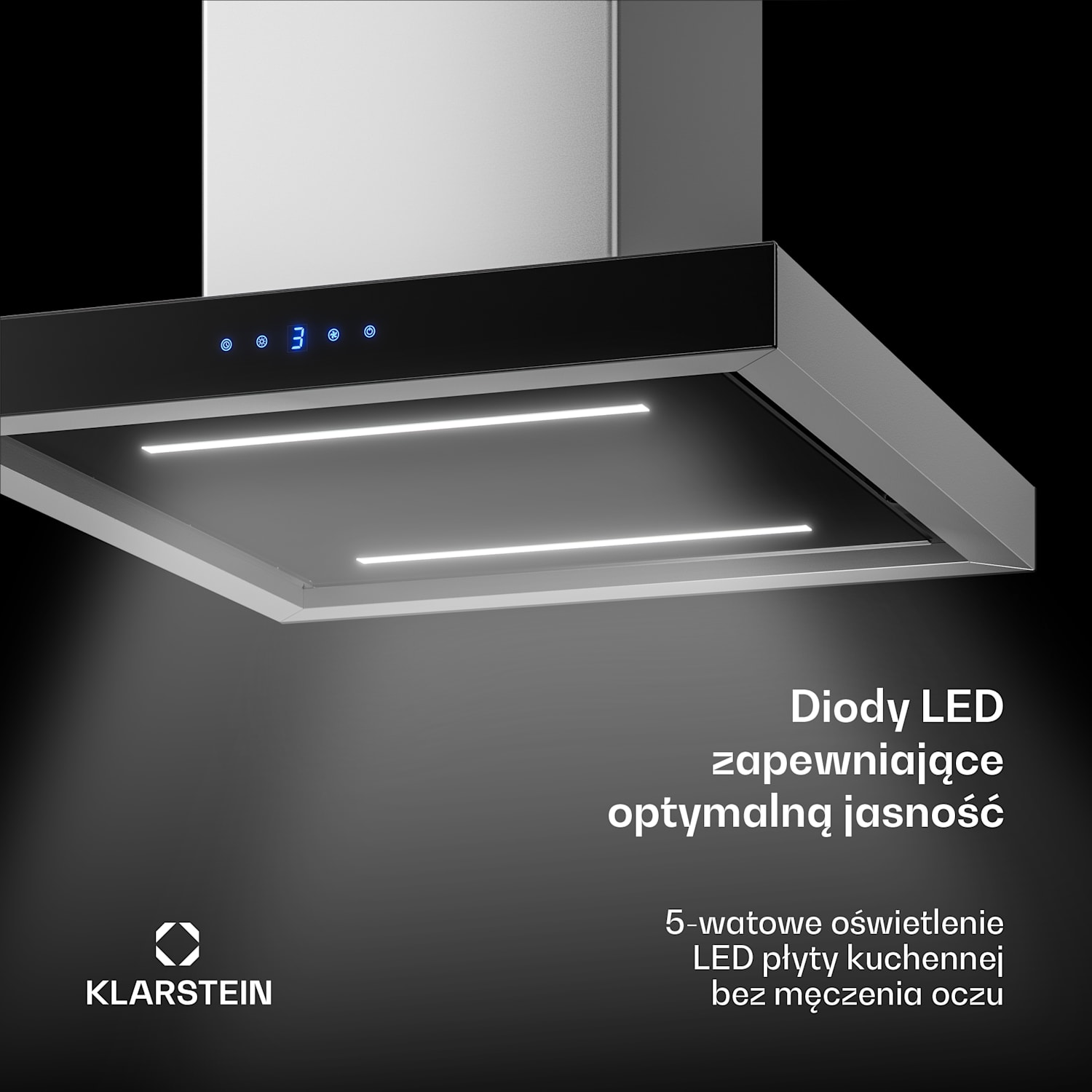 Okap wyspowy Valeria | Tryb otwarty i zamknięty | Elegancki design ze stali nierdzewnej | 600 m³/h | 60 cm 