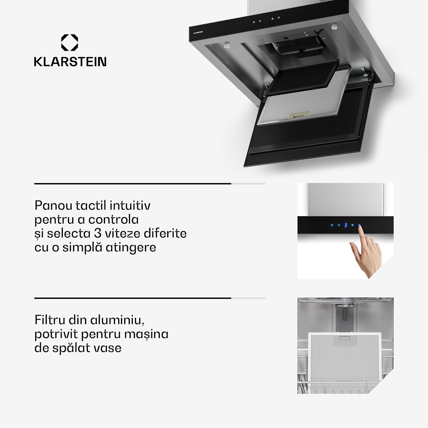 Hota Valeria | Moduri de extracție și recirculare | Design elegant din oțel inoxidabil | 600 m³/h | 60 cm 