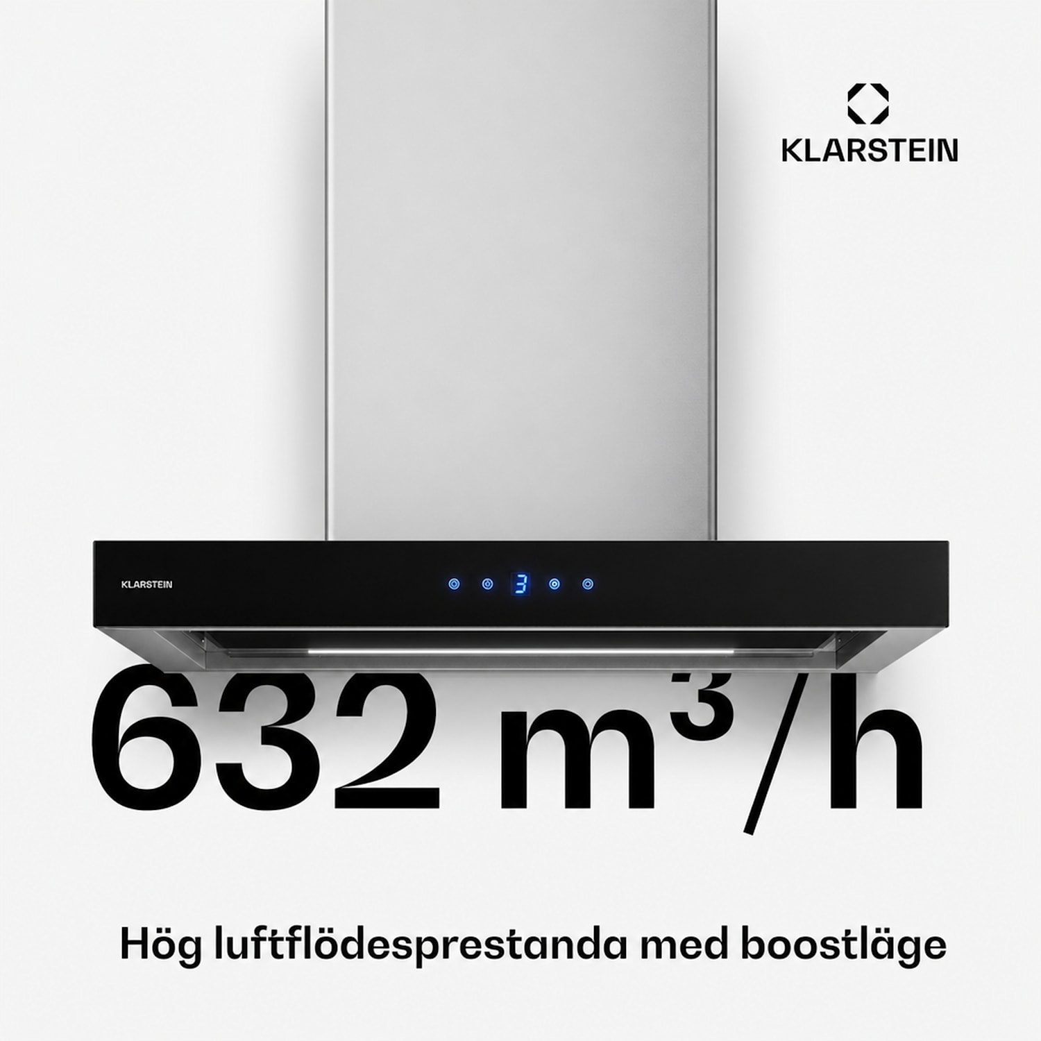 Valeria ö-värmefläkt | Av- och återcirkulationsläge | Elegant rostfritt stål design | 632 m³/h | 60 cm Silver