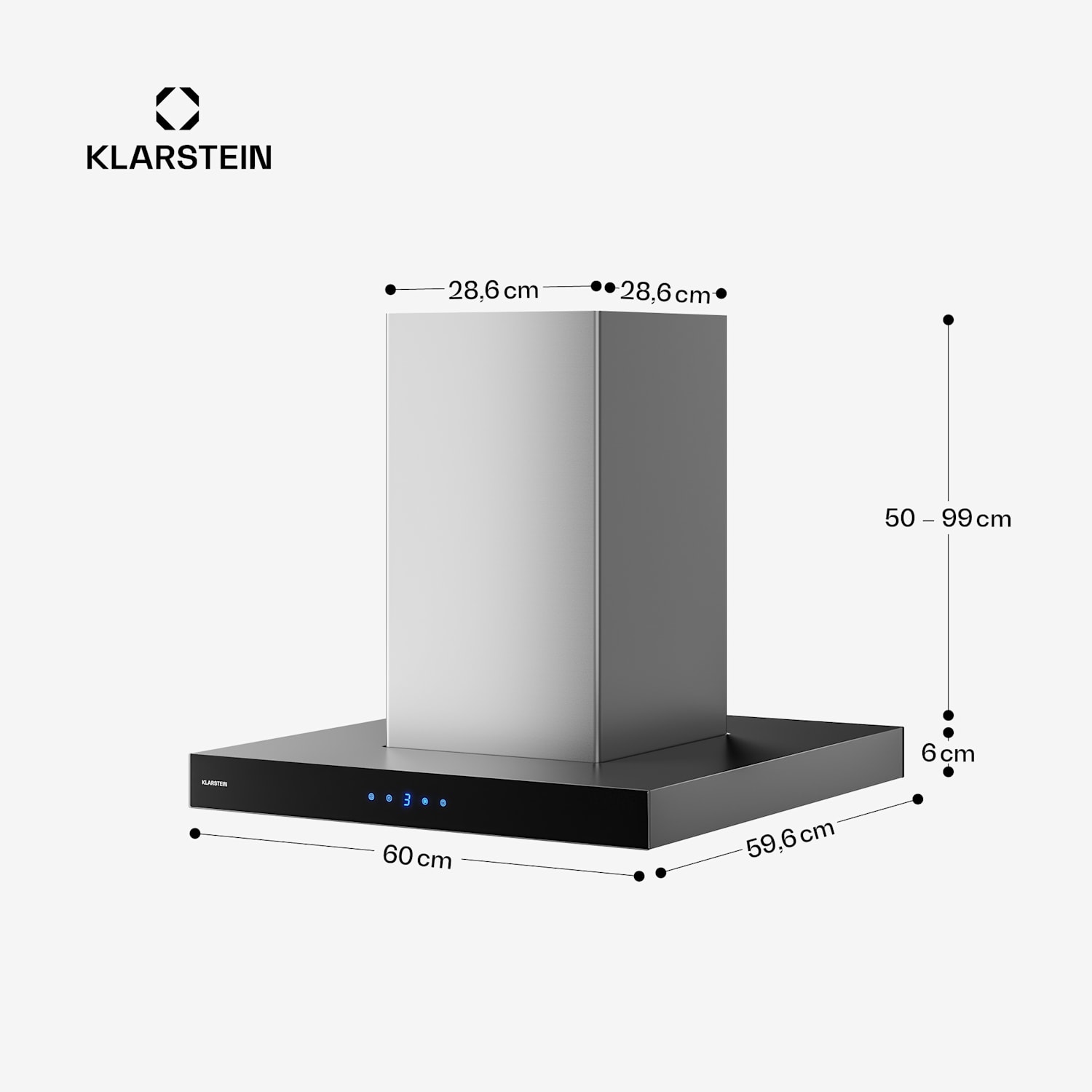 Valeria sziget páraelszívó | Elszívó és keringtető üzemmód | Elegáns rozsdamentes acél kivitel | 600 m³/h | 60 cm 