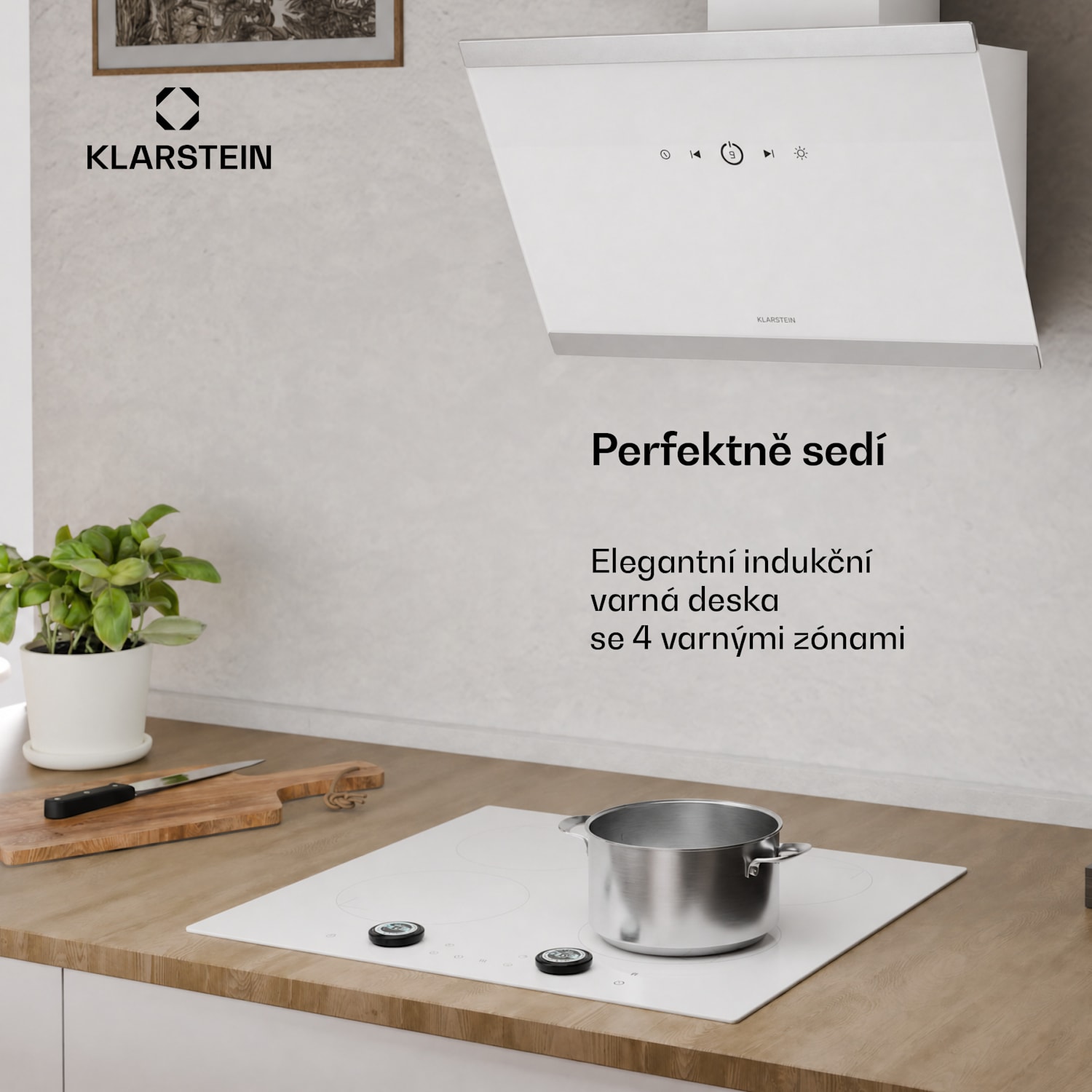 Indukční varná deska Neotouch | Moderní a výkonná | 4 varné zóny | 9 stupňů | 7200 W | 60 cm Bílá