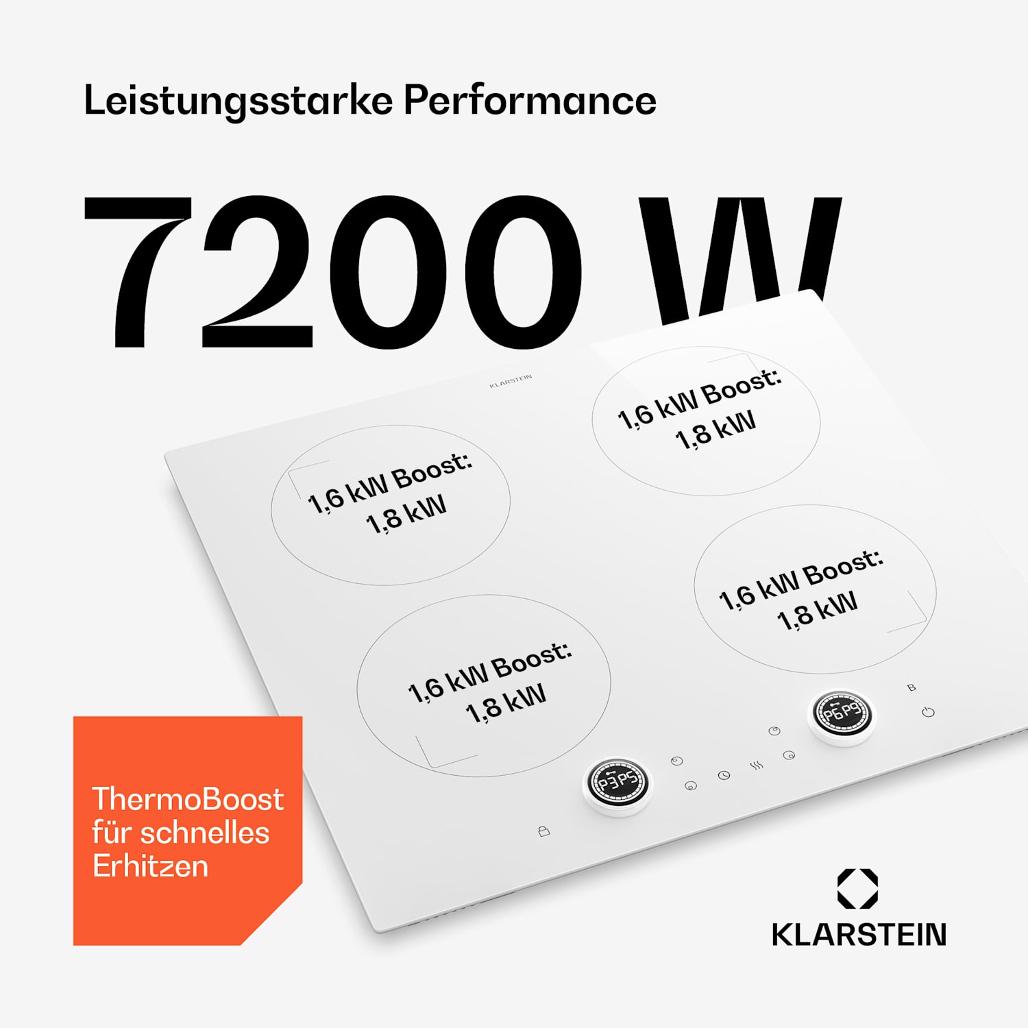 Neotouch Induktionskochfeld | Modern & kraftvoll | 4 Kochzonen | 9 Stufen | 7200 W | 60 cm Weiß
