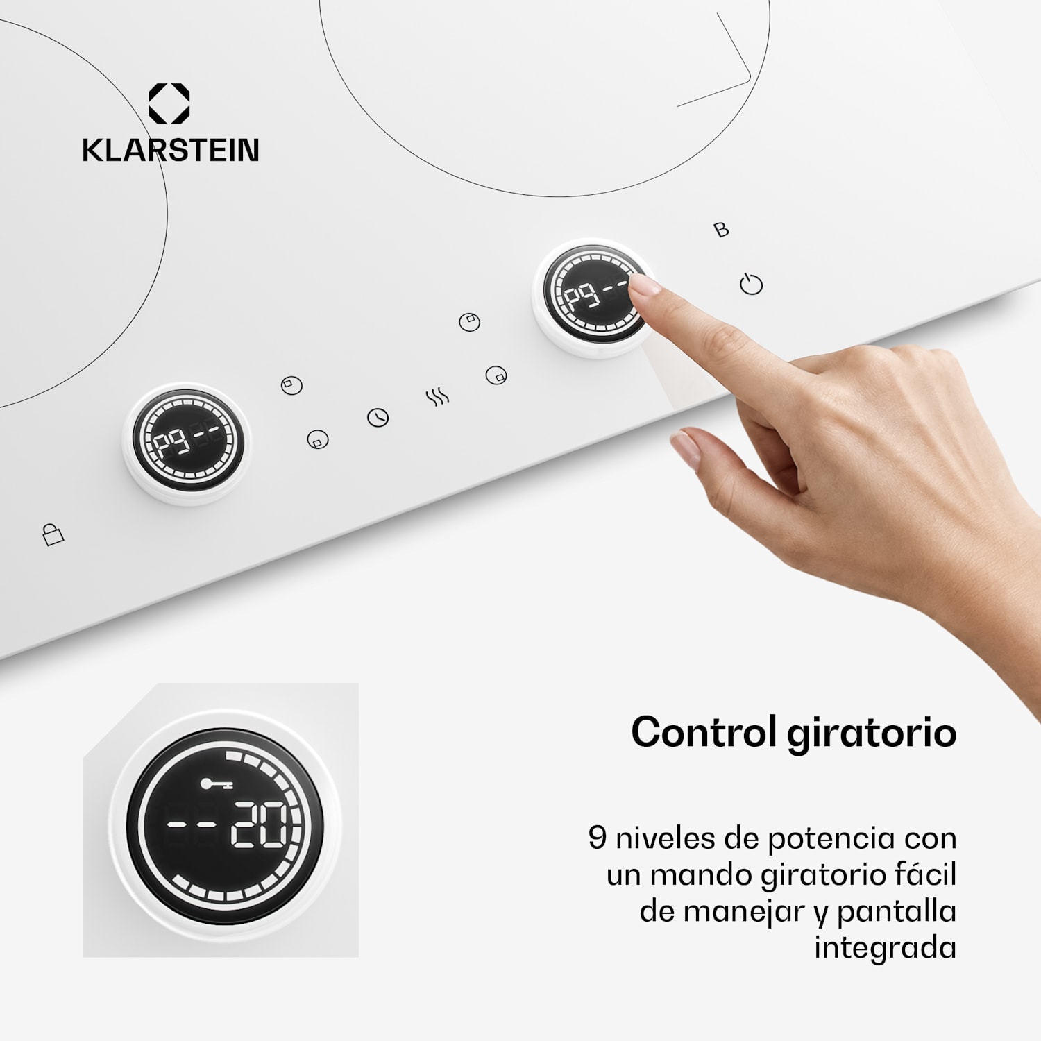 Neotouch Placa de inducción | Moderna y potente | 4 zonas de cocción | 9 niveles | 7200 W | 60 cm Blanco