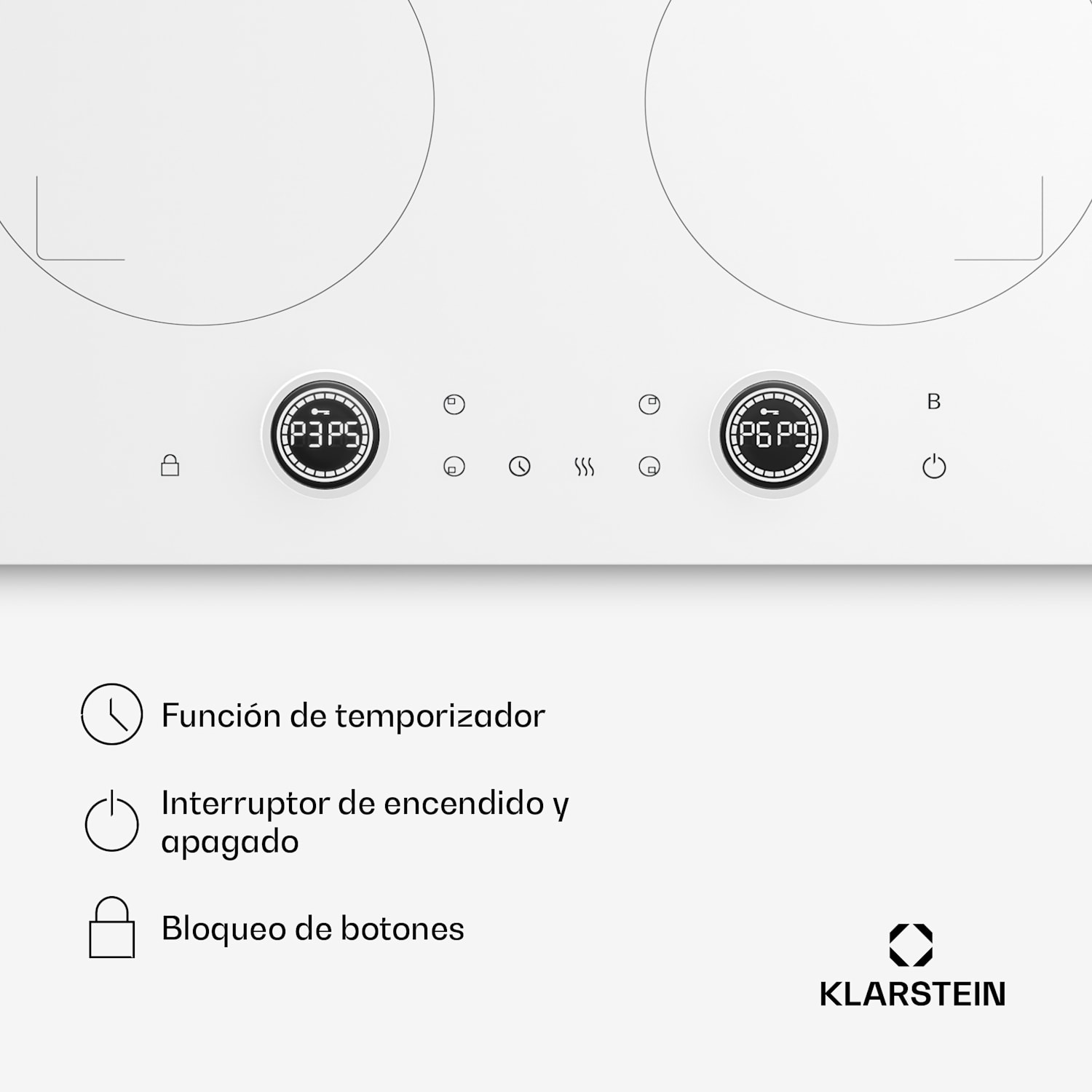Neotouch Placa de inducción | Moderna y potente | 4 zonas de cocción | 9 niveles | 7200 W | 60 cm Blanco