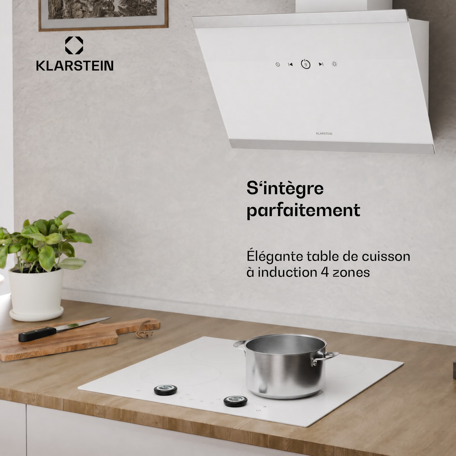Neotouch Table de cuisson à induction | Moderne & puissante | 4 zones de cuisson | 9 niveaux | 7200 W | 60 cm Blanc