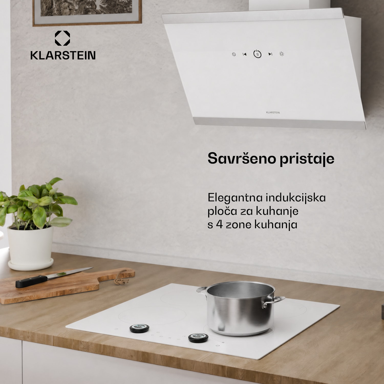 Neotouch indukcijska ploča za kuhanje | Moderna i snažna | 4 zone za kuhanje | 9 razina | 7200 W | 60 cm Bijela