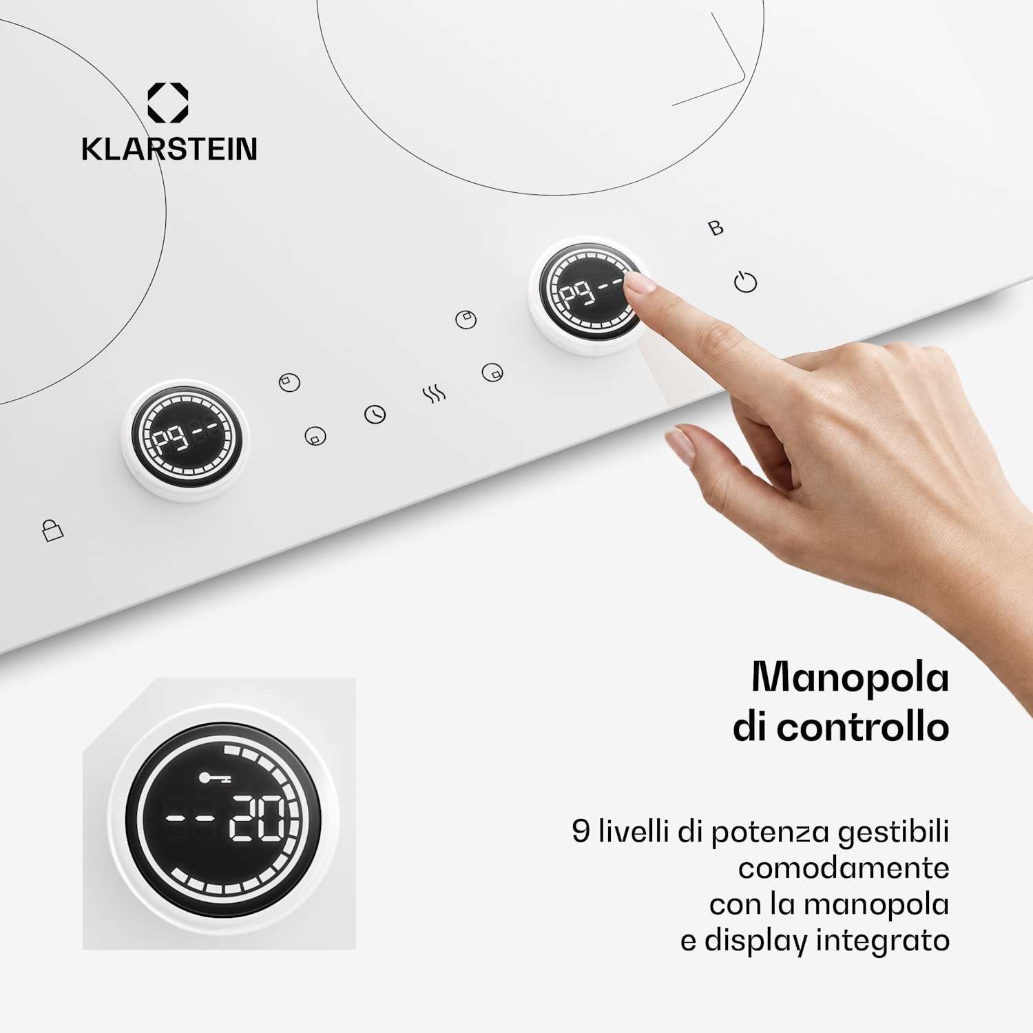 Neotouch - Piano cottura a induzione | Moderno e potente | 4 zone di cottura | 9 livelli | 7200 W | 60 cm Bianco