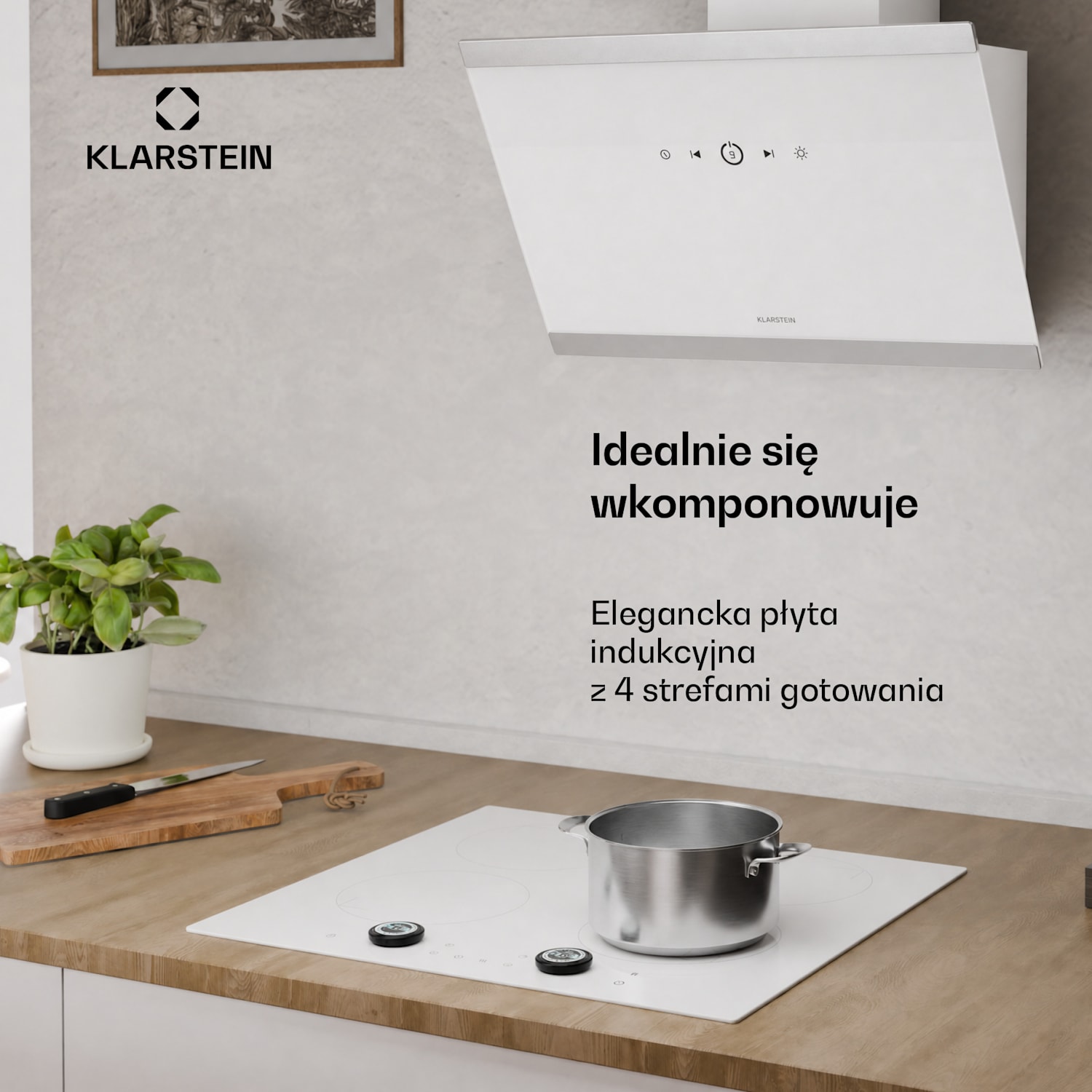 Płyta indukcyjna Neotouch | Nowoczesna & wydajna | 4 strefy grzewcze | 9 poziomów mocy | 7200 W | 60 cm Biały